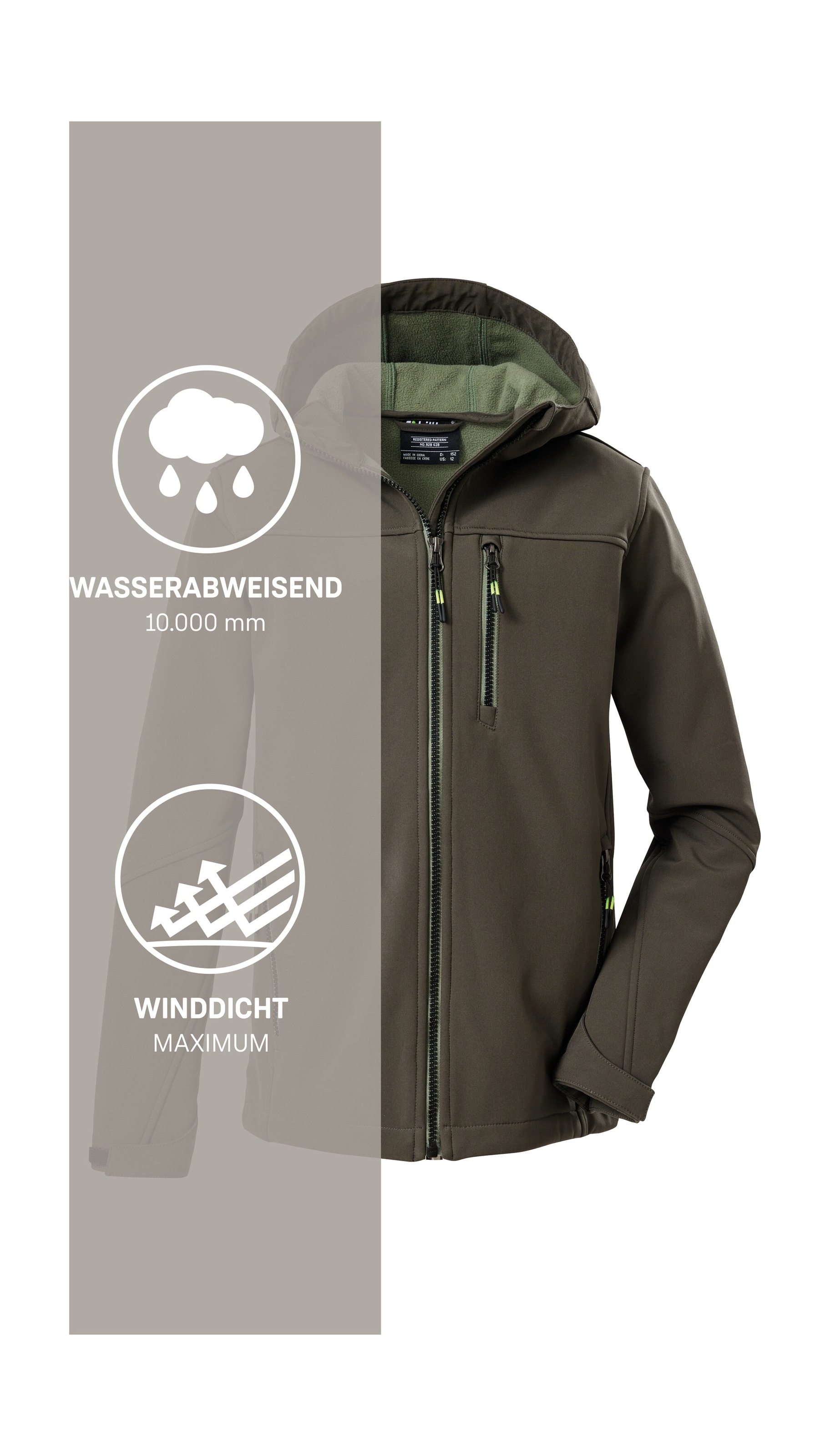 Killtec Veste softshell »Jungen Softshelljacke« veste softshell déperlante avec polaire et détails réglables