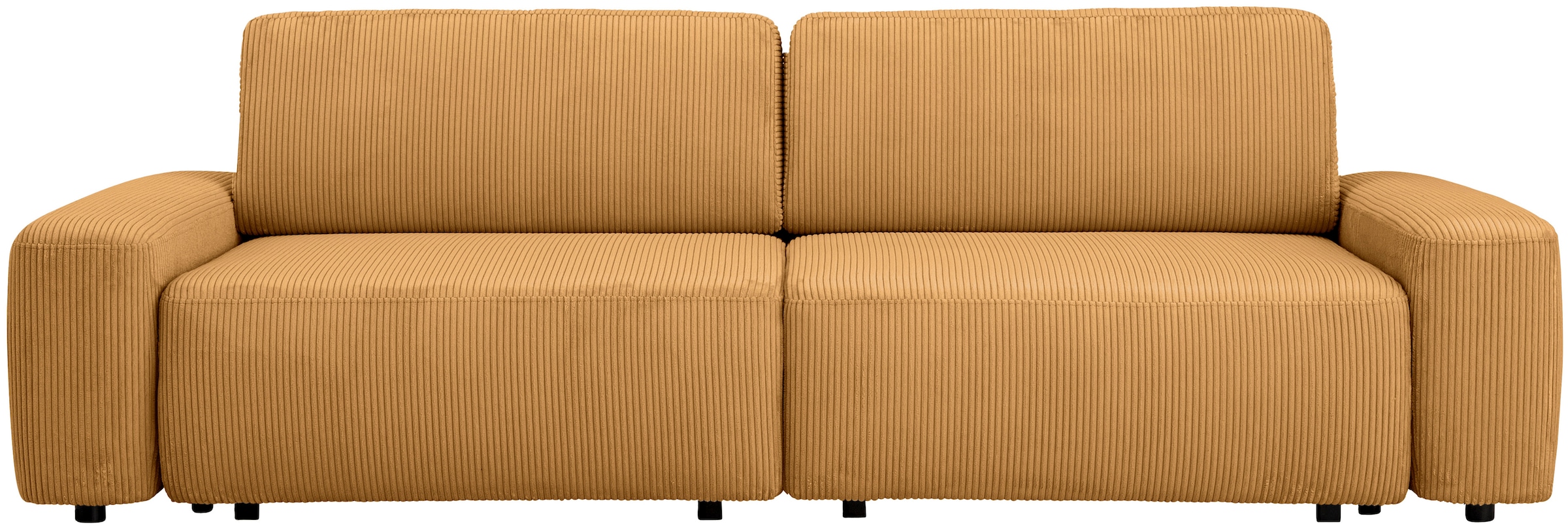 Home affaire 3-Sitzer »TORGE (257cm), Sofa,Schlafsofa in Cord, Samtvelours, Struktur fein« rundes Design, Schlaffunktion u. Bettkasten, Liegefläche: 135/200 cm