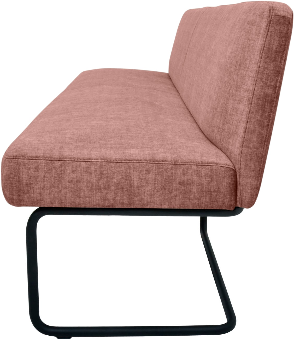 K+W Komfort & Wohnen Banc rembourré forme arrondie, patin tubulaire rond long courbé, en cuir ou tissu