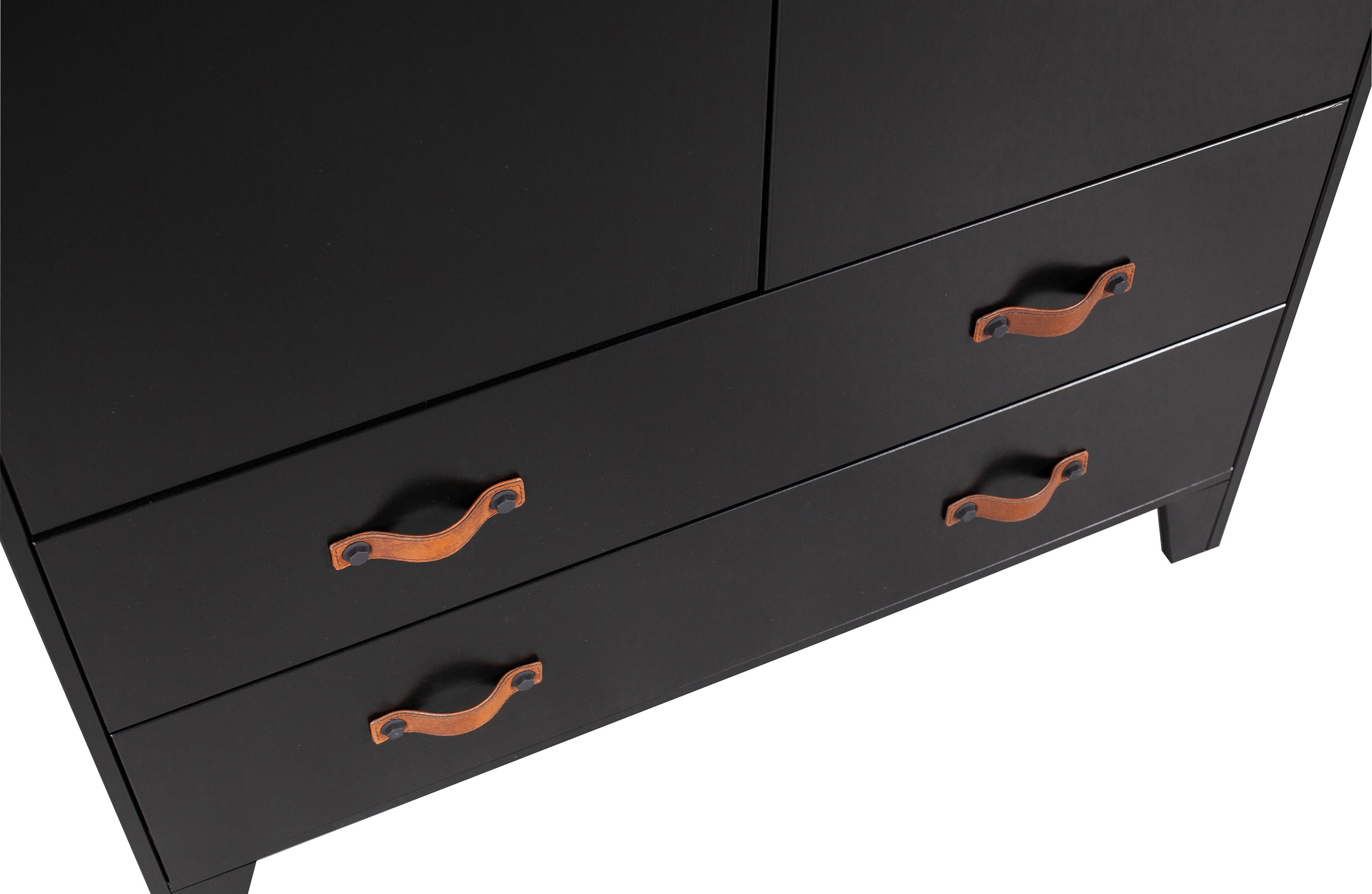 WOOOD Garderobenschrank »Dian FSC®-Kiefernholz mit Ledergriffe, H 180 x B 94 x T 40 cm« Schutzlackierte Oberfläche, einfach zu montierbar, sichtbare maserung