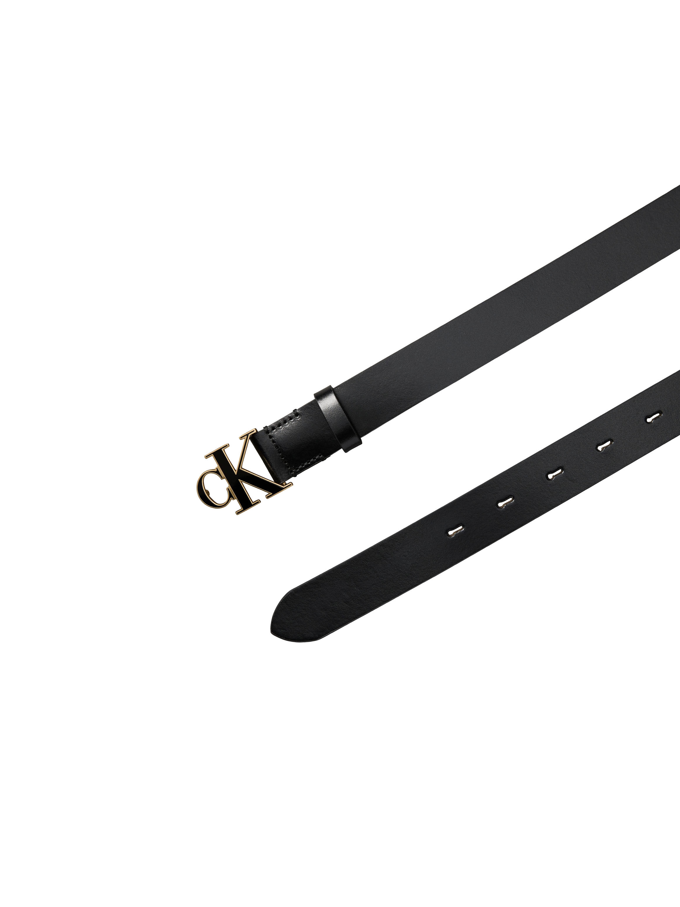 Calvin Klein Ceinture en cuir »ROUND CK BUCKLE 30MM BELT INLAY« taille réglable avec boucle métallique