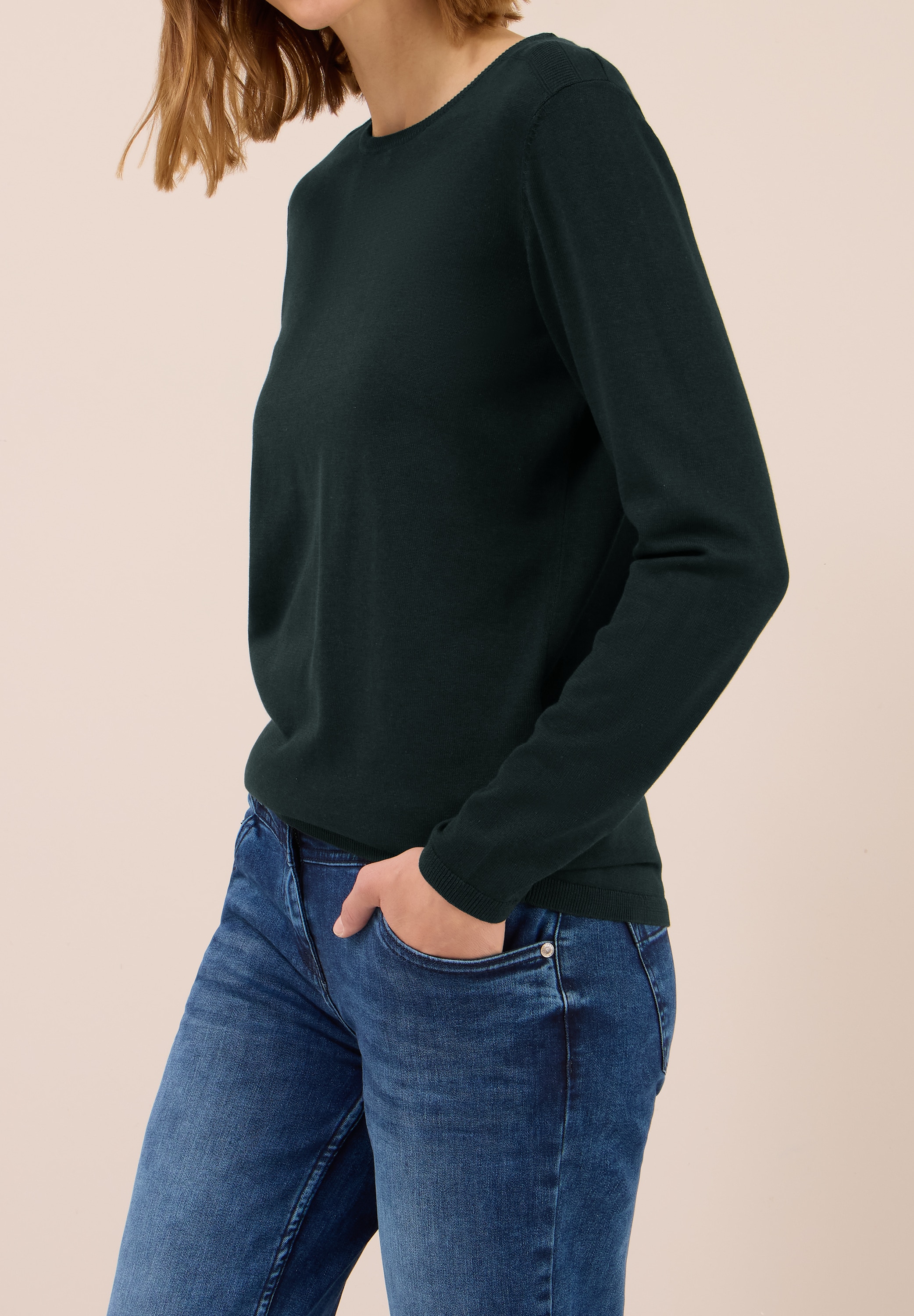 Cecil Strickpullover mit feinem Detail an der Schulter und Viskose-Anteil