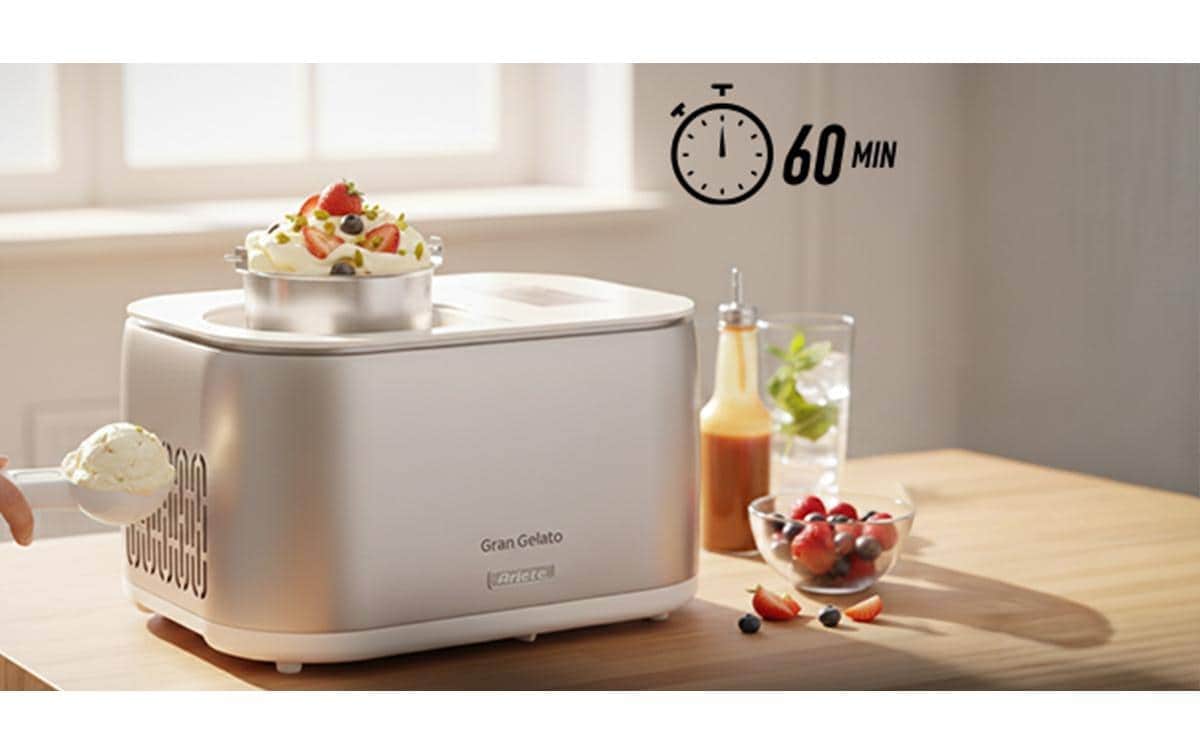 Ariete Machine à glace »Gran Gelato« 1 l 100 W La fonction de refroidissement intégrée garde votre glace fraîche jusqu'à 1 heure.