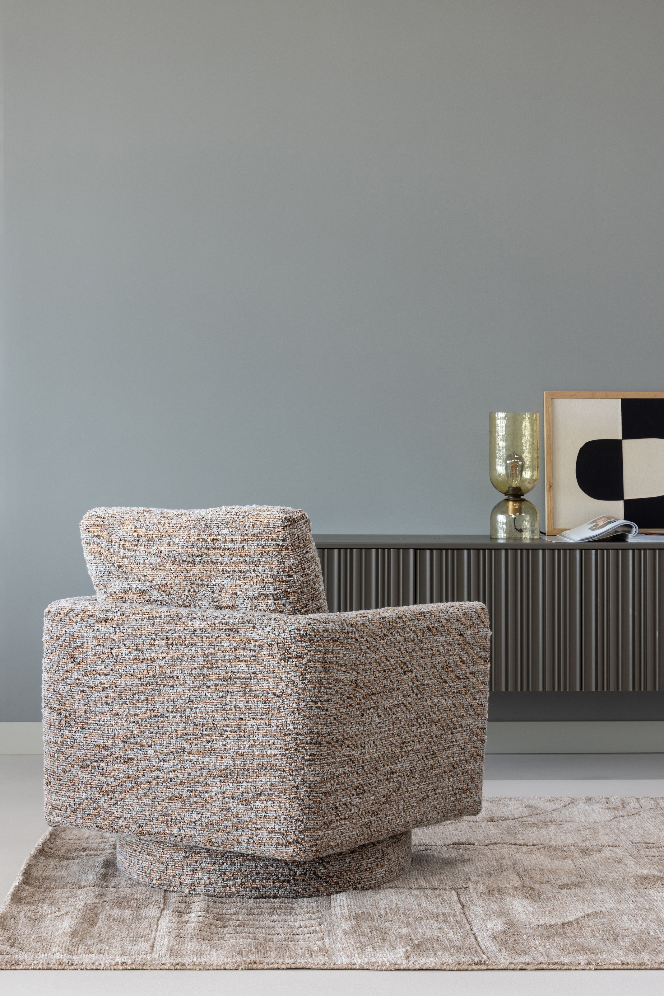 WOOOD Fauteuil pivotant »Oska mit Sizz-Melange-Bezug und Drehmechanismus B 78 x T 79 x H 64 cm« Capacité de charge 130 kg, haute résistance à l'usure, accoudoirs intégrés