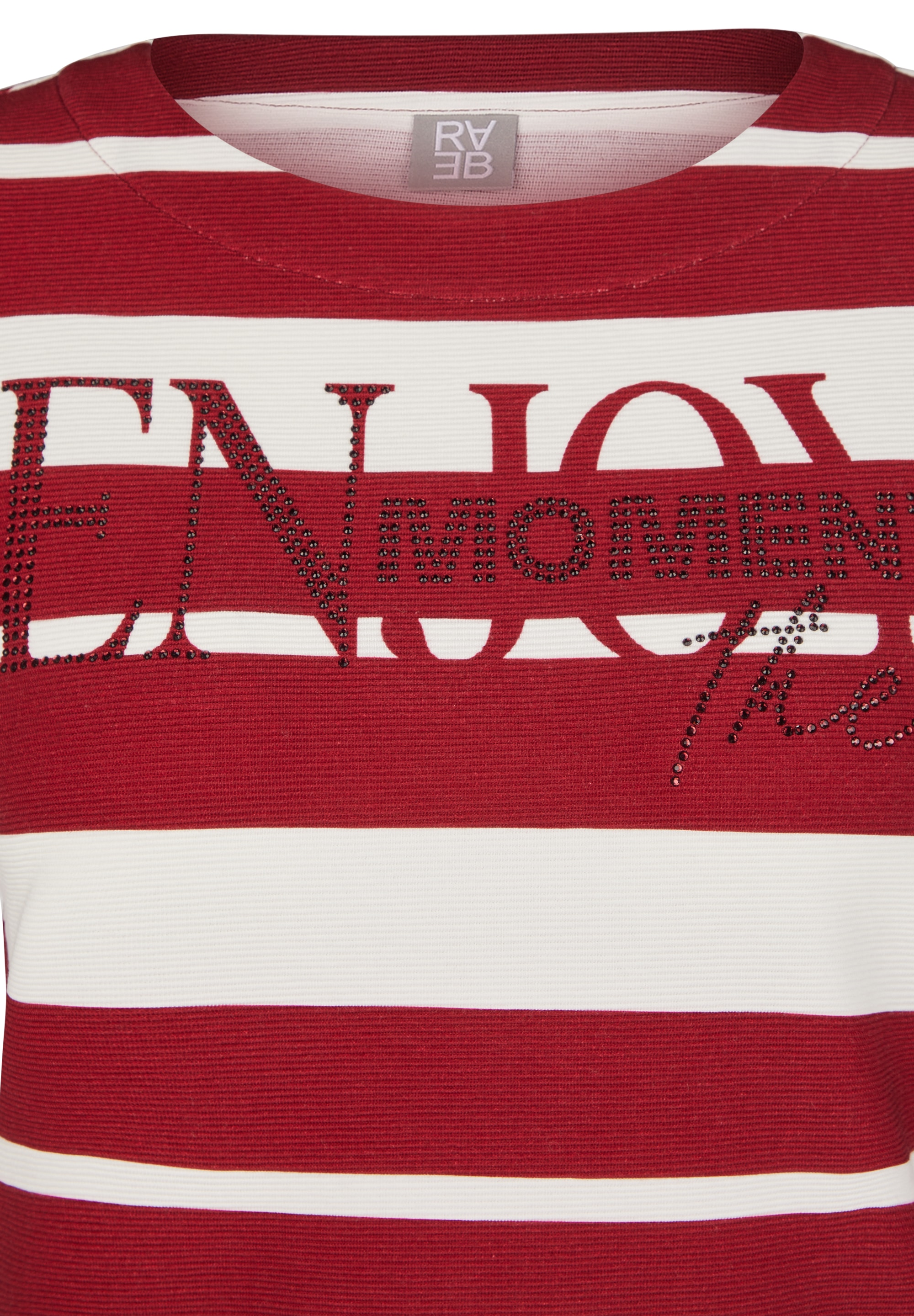 Rabe T-shirt à manches 3/4 im Streifen-Design und mit Nieten-Details