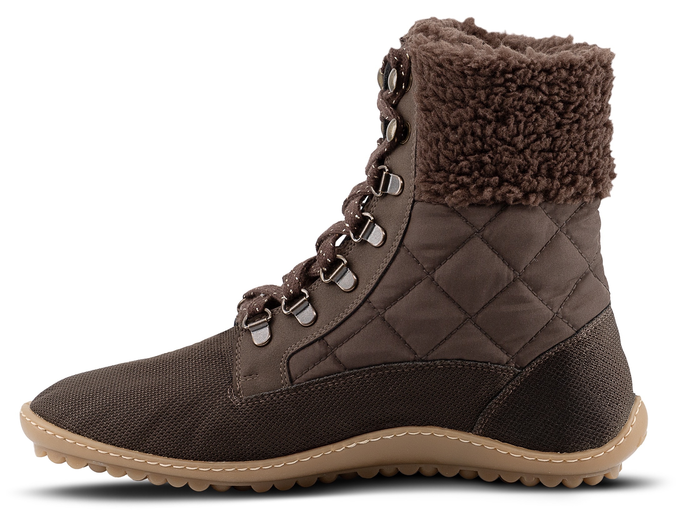 Leguano Chaussures pieds nus »NICEBARE«  chaussure à lacets, bottines d’hiver avec fausse fourrure au col