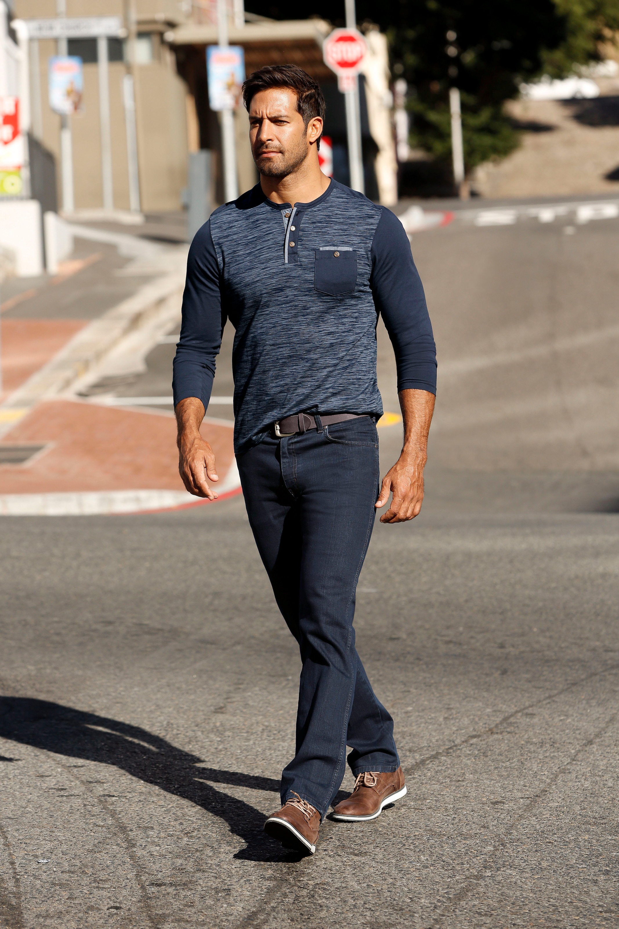 Arizona Longsleeve Langarm,  melierte Optik,  Rundhalsausschnitt mit Knopfleiste