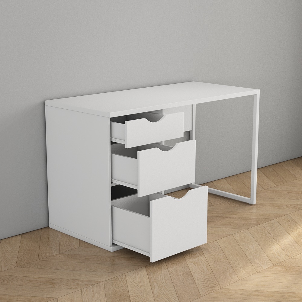 GOODproduct Schreibtisch Set,  mit Schubladen, im modernen skandinavischen Design, Breite 120 cm