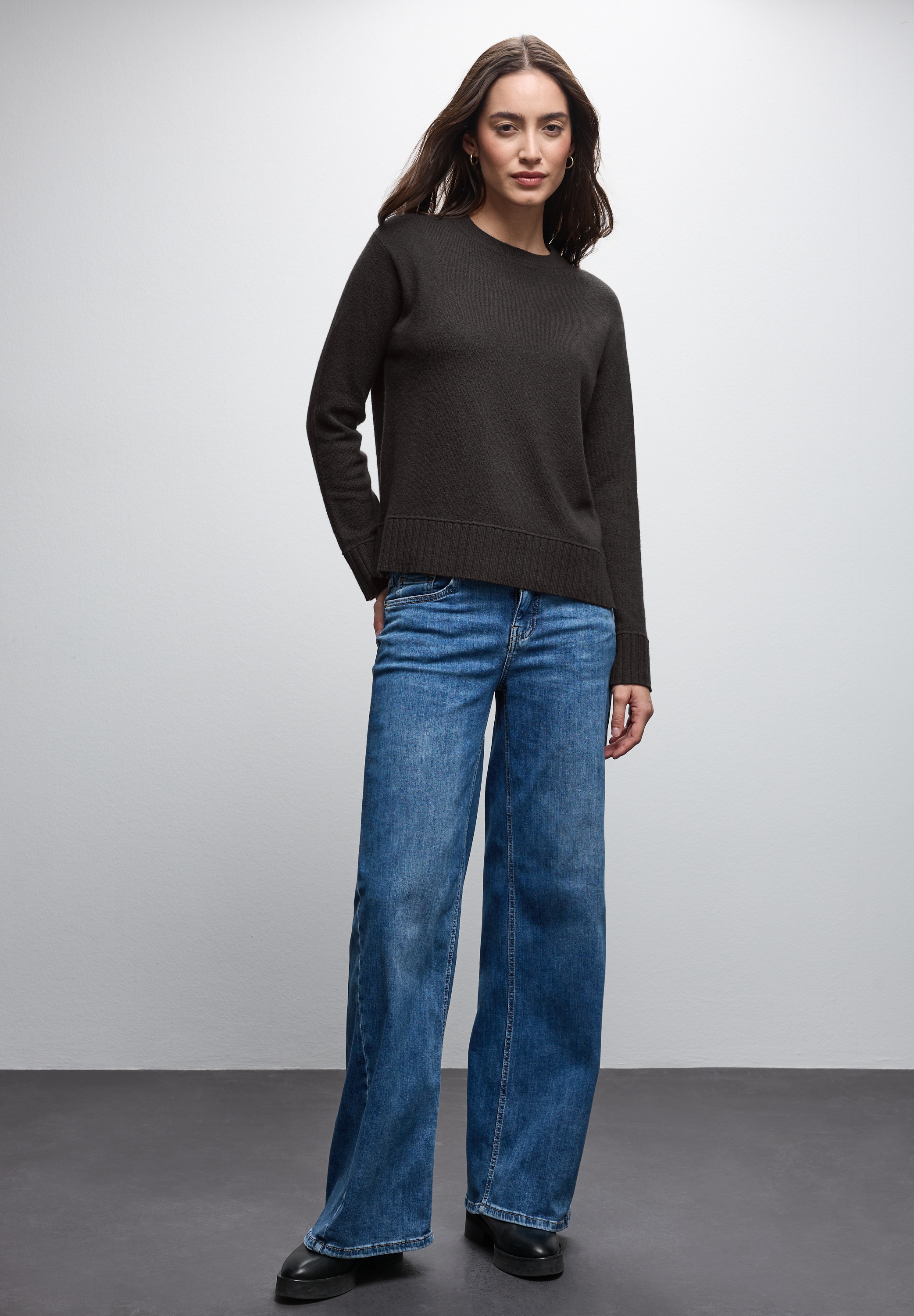 STREET ONE Pull à col rond , mit Rippbündchen
