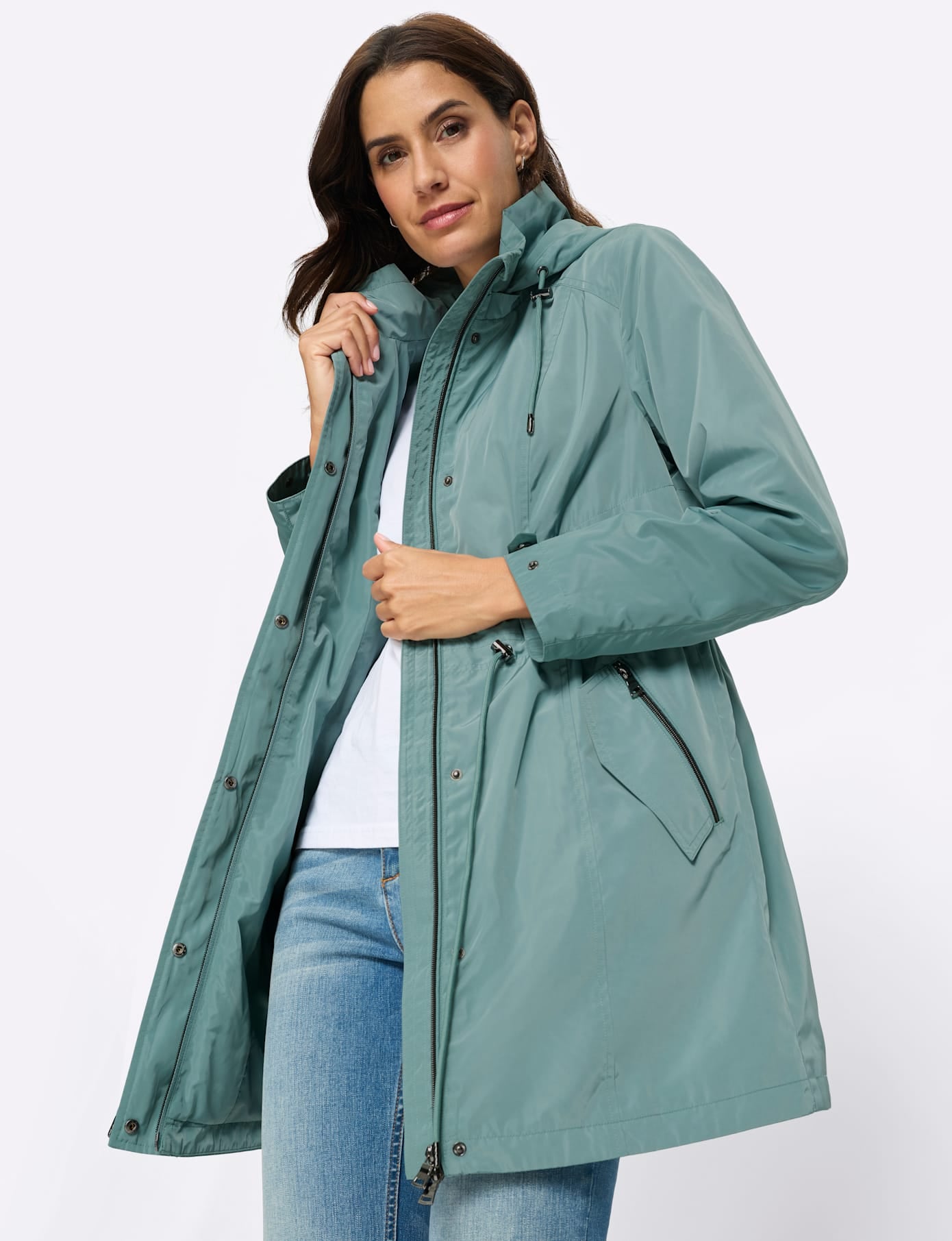 Inspirationen Veste longue mit Kapuze