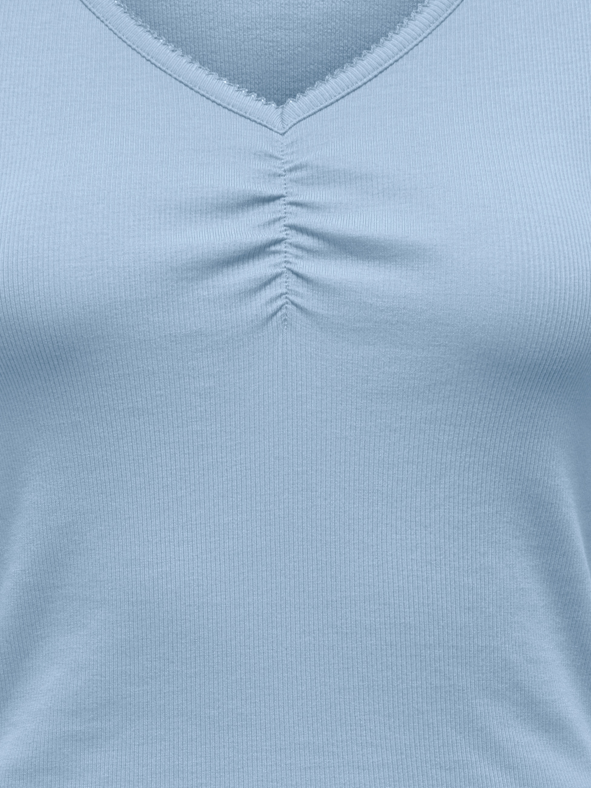 ONLY Langarmshirt »ONLBETTY LIFE L/S SCALLOP V-NECK CC JRS« mit Raffung am Ausschnitt