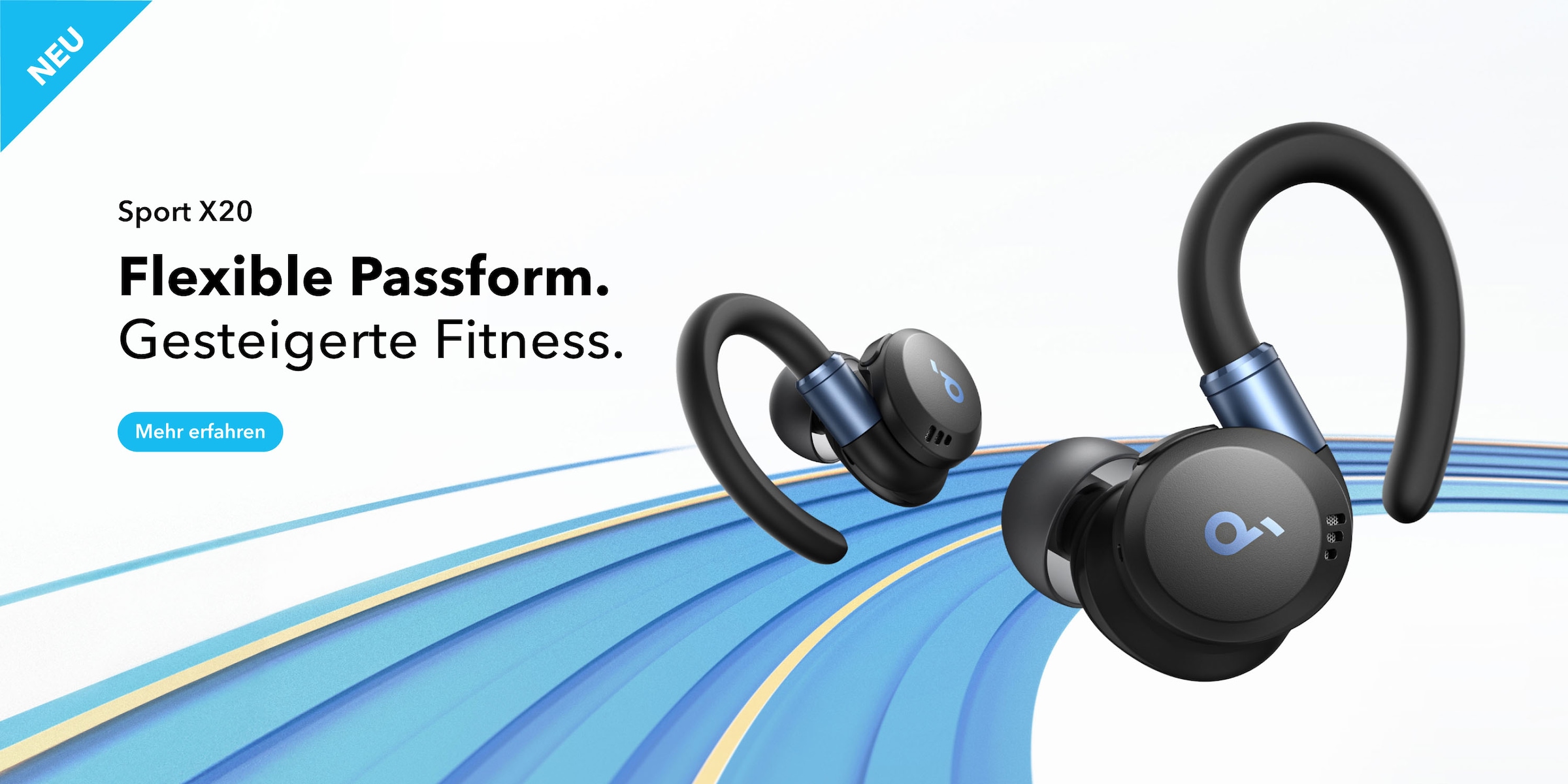 Anker wireless In-Ear-Kopfhörer »soundcore Sport X20« Bluetooth Adaptive Noise-Cancelling | integrierte Steuerung für Anrufe und Musik