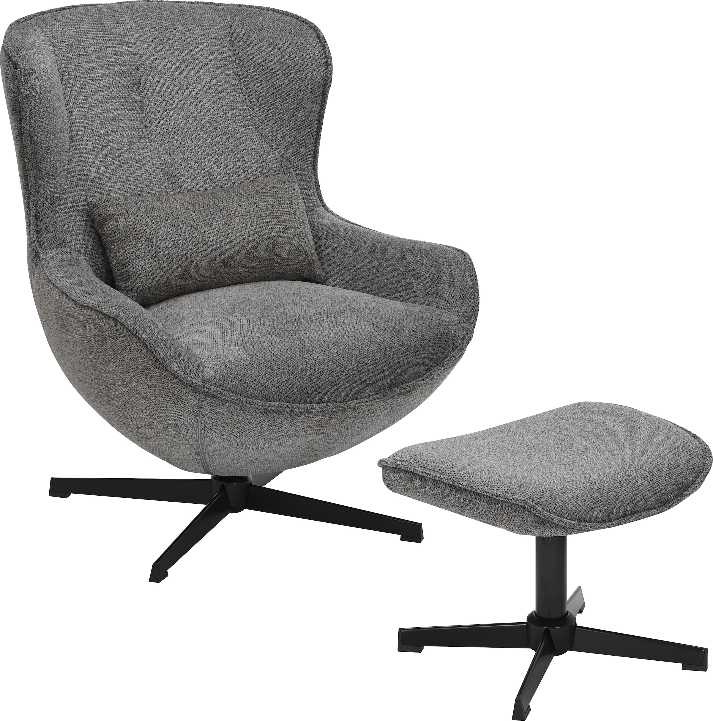 GOODproduct Fauteuil »YOLLI Relaxsessel, TV-Sessel mit Hocker« 360° Grad drehbar, Struktur-Bezug