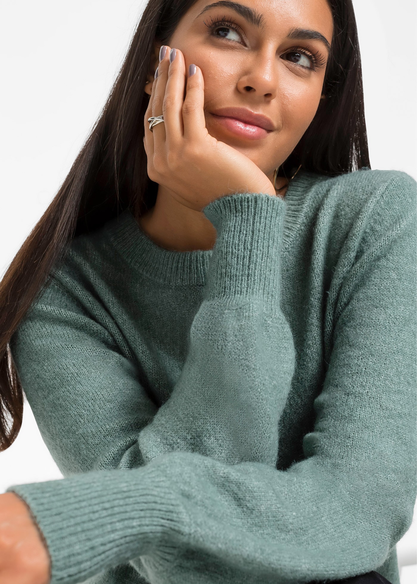 bonprix Pull en tricot aus Polyacryl, Polyester, Polyamid und Elasthan, lockere Passform