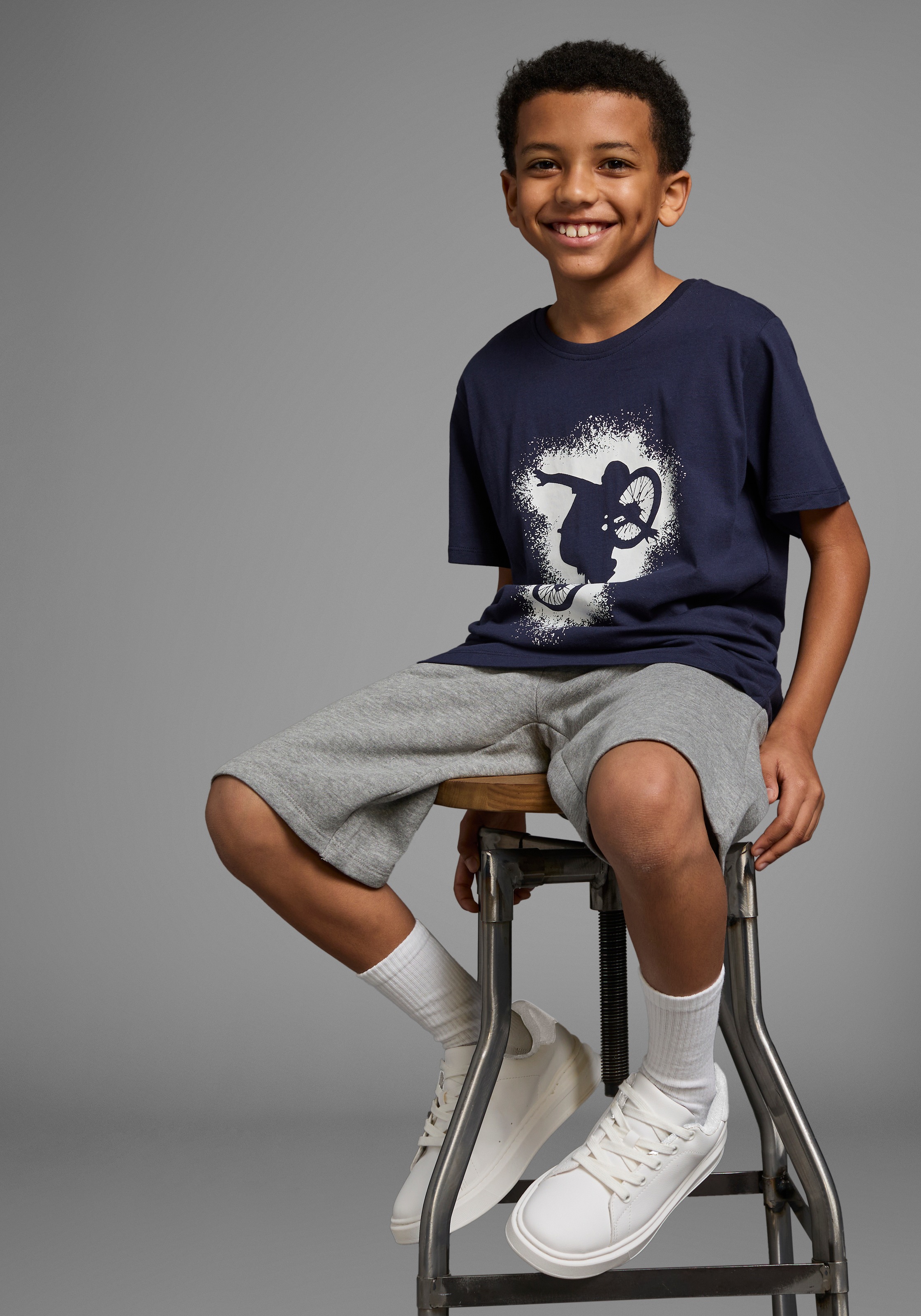 KIDSWORLD T-shirt & short »2tlg. Set T-Shirt + Sweatshorts« Set, 2, 2 cuis BIKER-Druck, jedes Teil einzeln tragbar