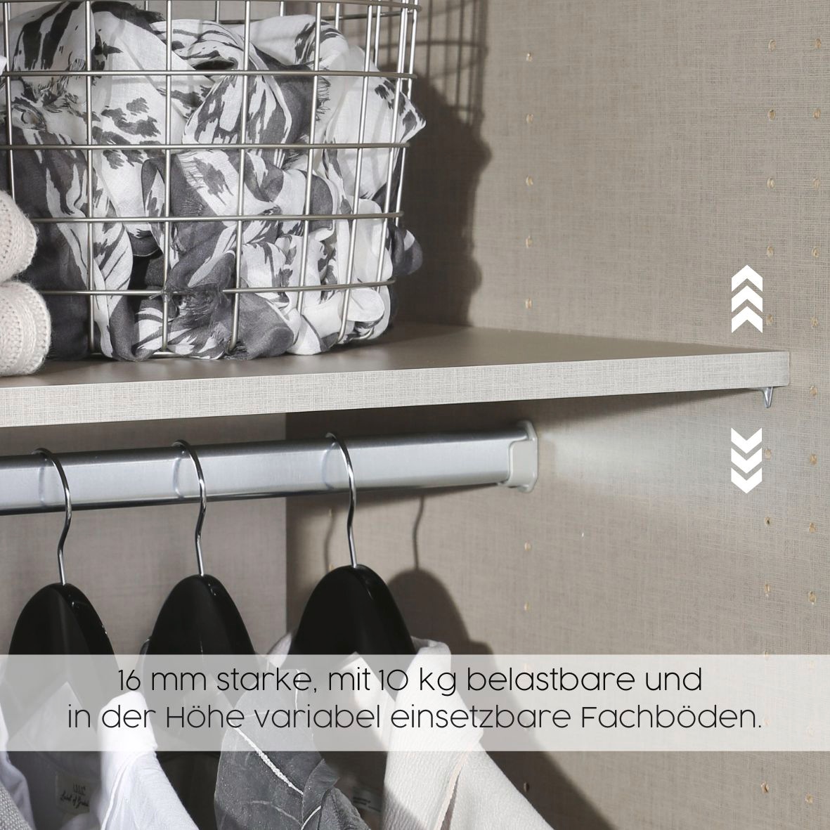 GOODproduct Armoire à portes battantes »Kleiderschrank Schrank Garderobe Wäscheschrank CHALLENGER« Largeurs 181/226 cm, hauteurs 197/210 cm,  poignées métalliques gris métal et tiroirs spacieux MADE IN GERMANY