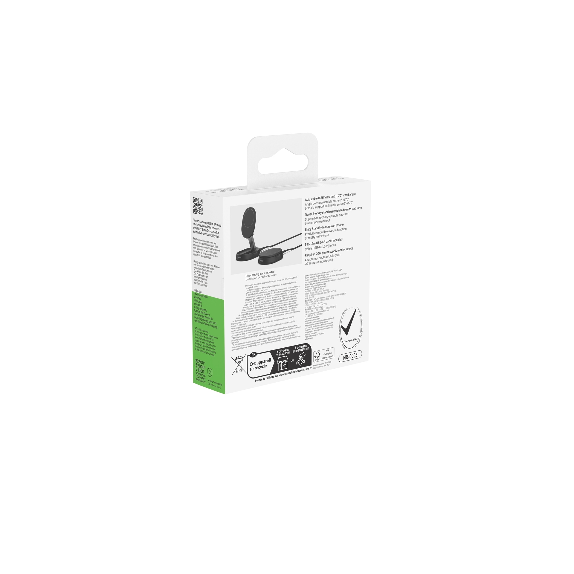 Belkin Wireless Charger »BoostCharge Pro verstellbare magnetische Ladestation mit Qi2 (15 W)« für Apple iPhone 12/13/14/15 mini/Pro/Max/Pro Max/Plus mit MagSafe