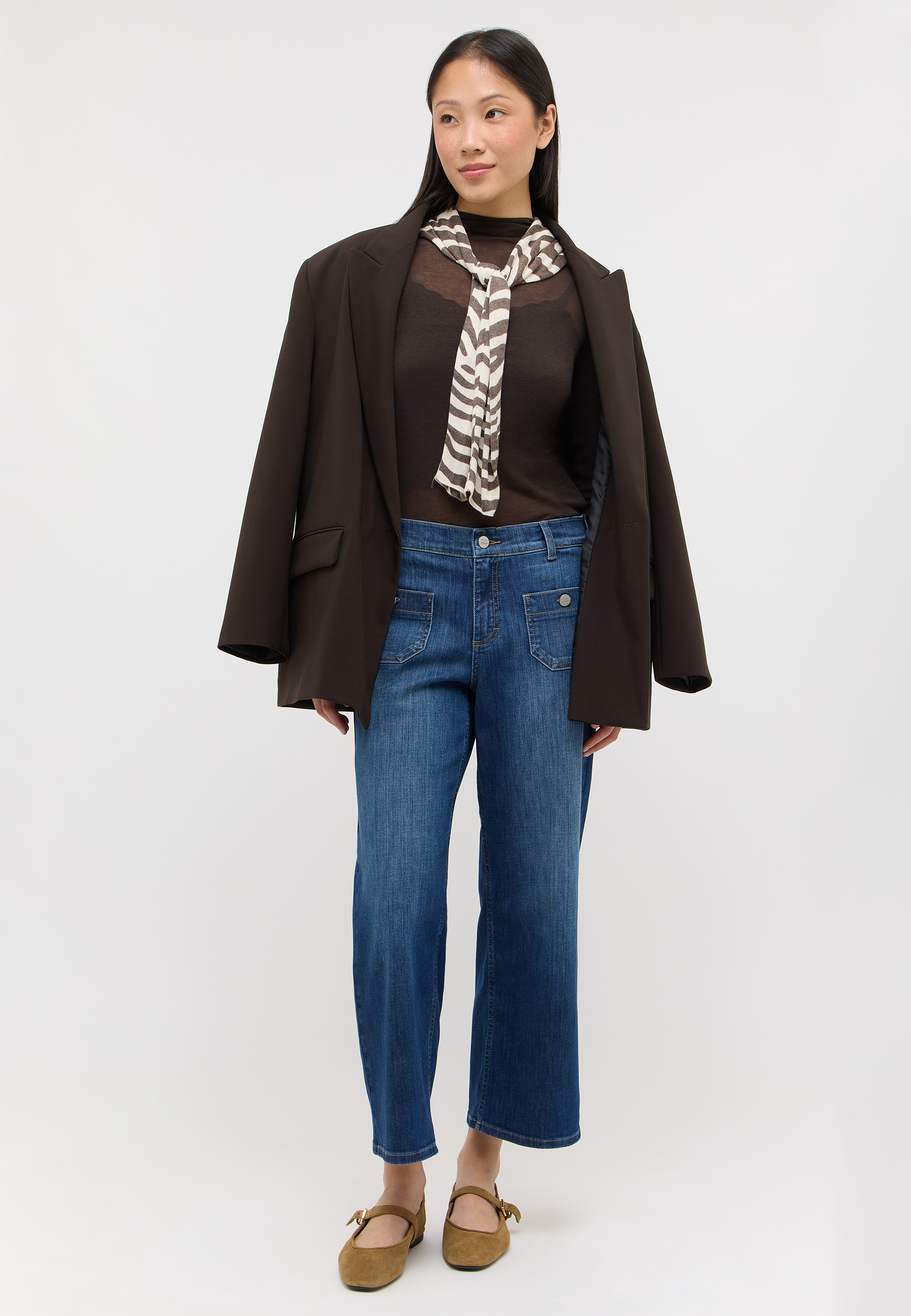 ANGELS Jeans 7/8 »LINN SMART« design culotte, coupe décontractée, en mélange de coton doux