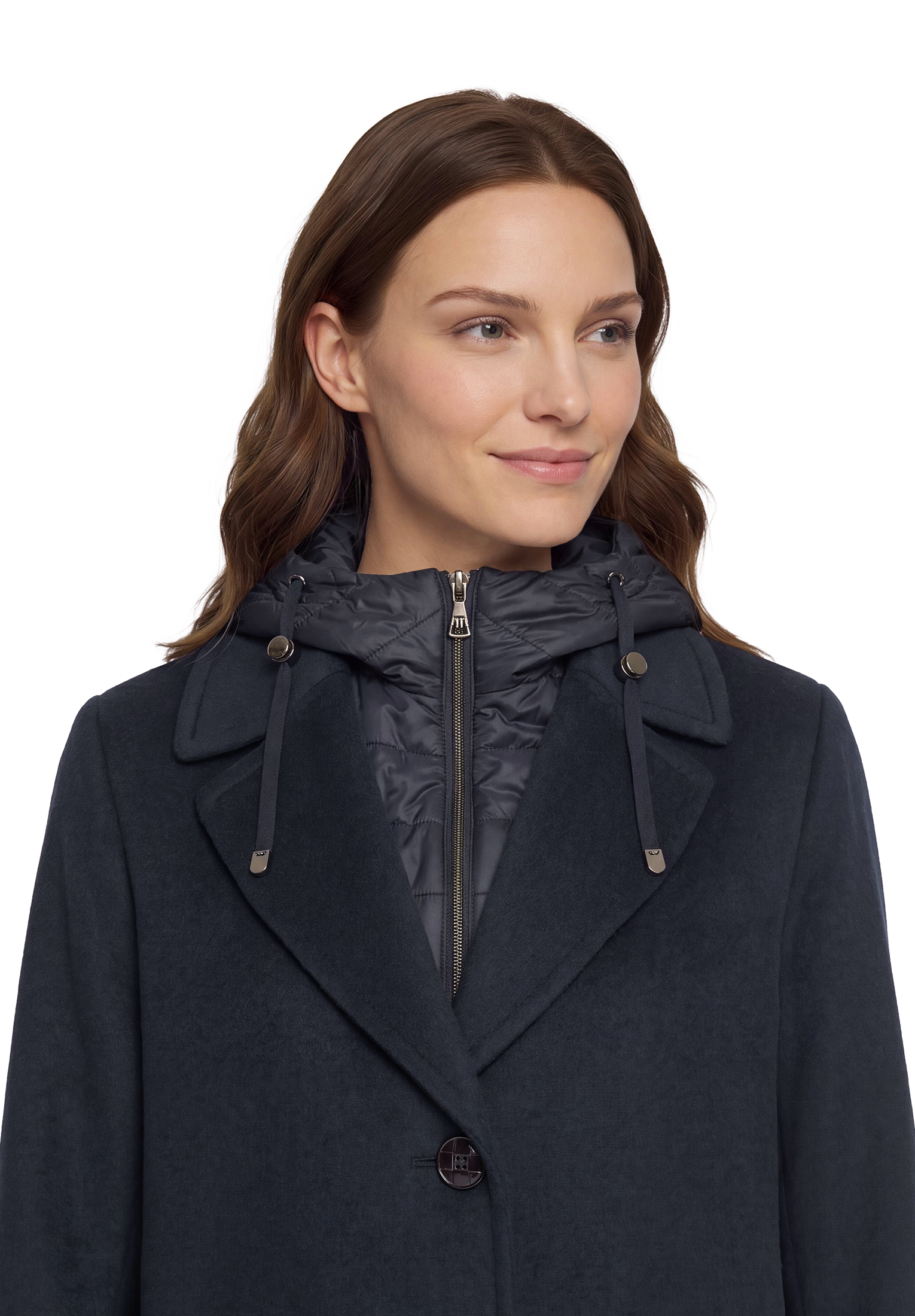 Gil Bret Wolljacke mit Kapuze mit Reverskragen und Steppkapuze