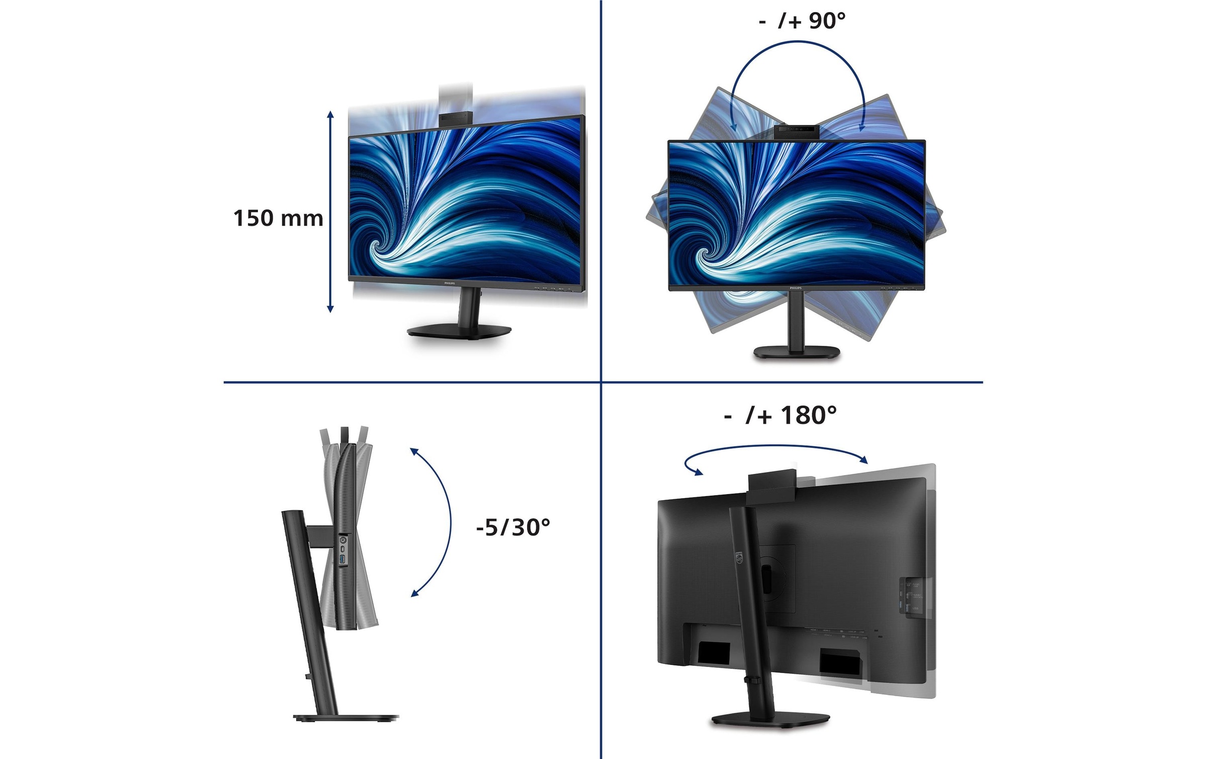Philips Moniteur ergo »27B2N3500JH« 68,58 cm/27 ″  2560 x 1440 px 4 Reaktionszeit 120 Hz