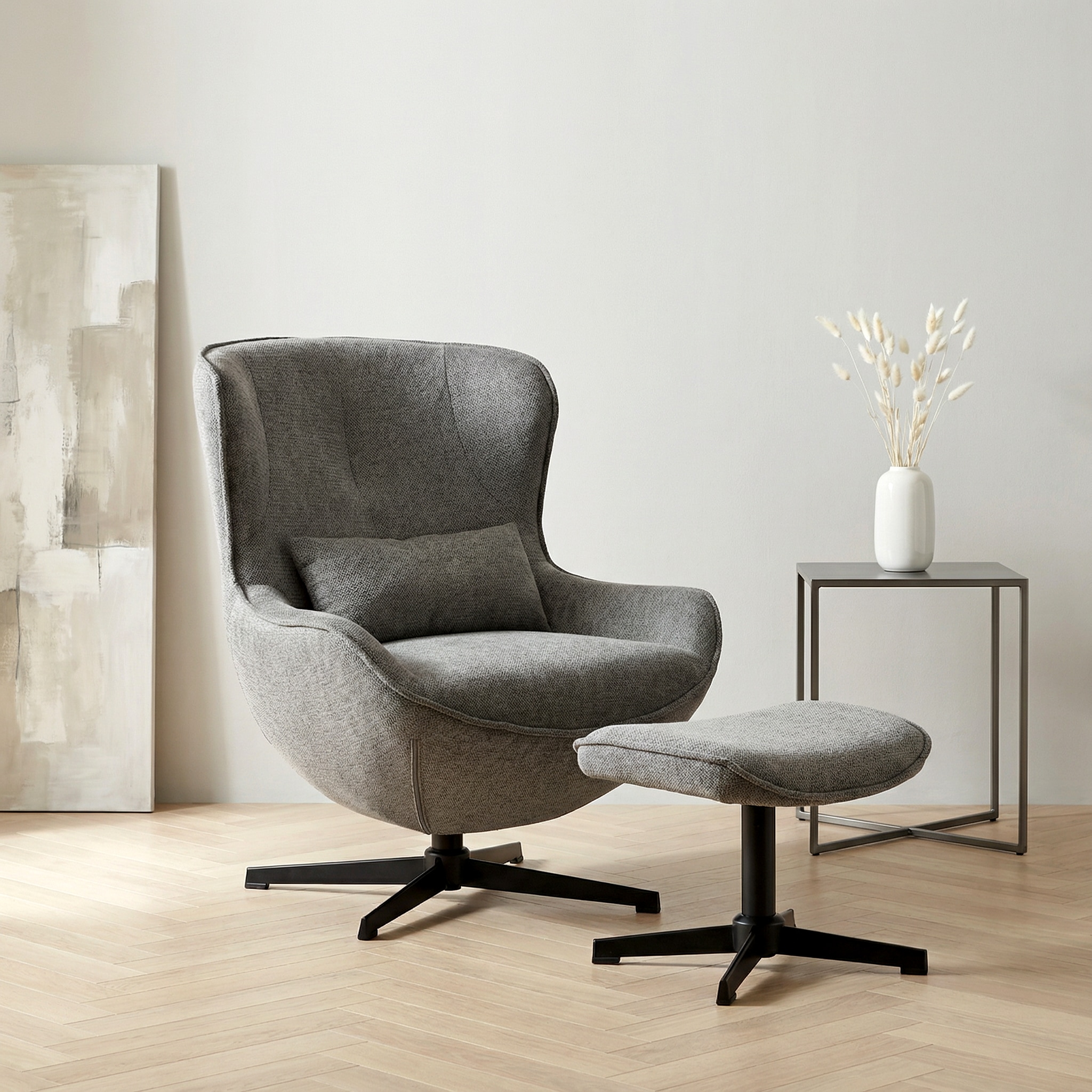 GOODproduct Fauteuil »YOLLI Relaxsessel, TV-Sessel mit Hocker« 360° Grad drehbar, Struktur-Bezug