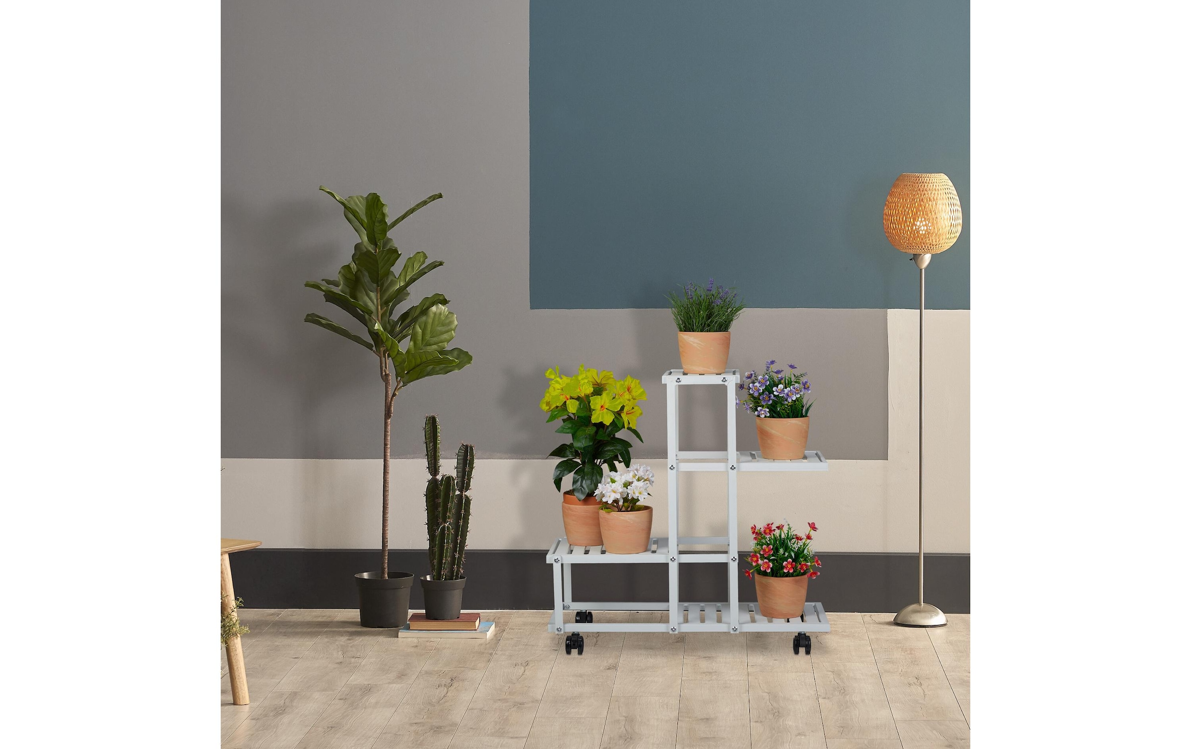 relaxdays Présentoir à fleurs »mit Rollen«