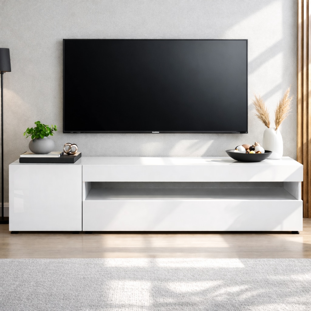 GOODproduct Table basse »LORENZO 1, TV-Board, TV-Kommode, TV-Schrank, TV-Unterschrank, TV-Möbel« Modernes lackiertes Hochglanz TV-Board, grifflos, Breite 155 cm