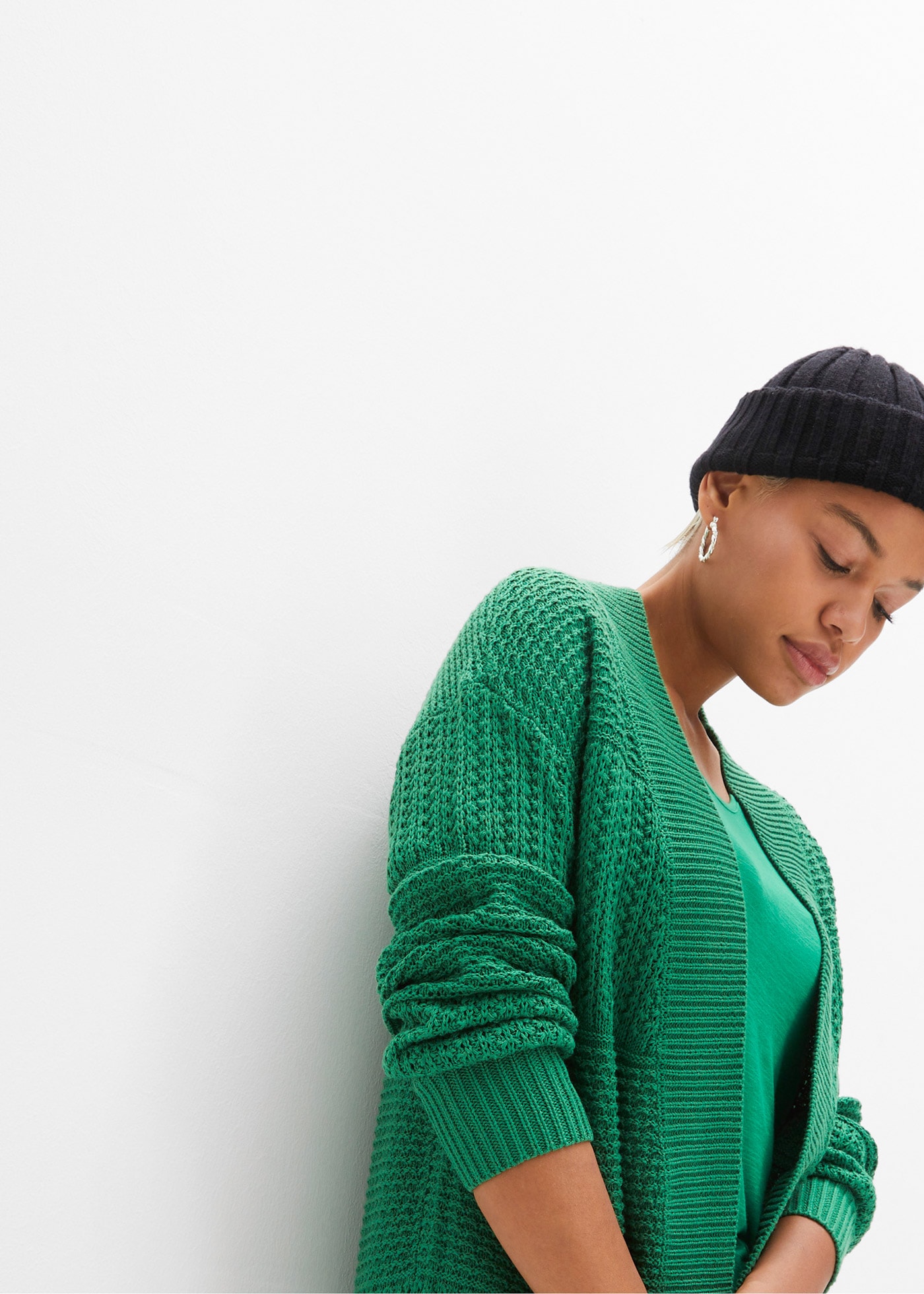 bonprix Cardigan long »Longstrickjacke« lockere Passform, mit Strickmuster, casual Stil
