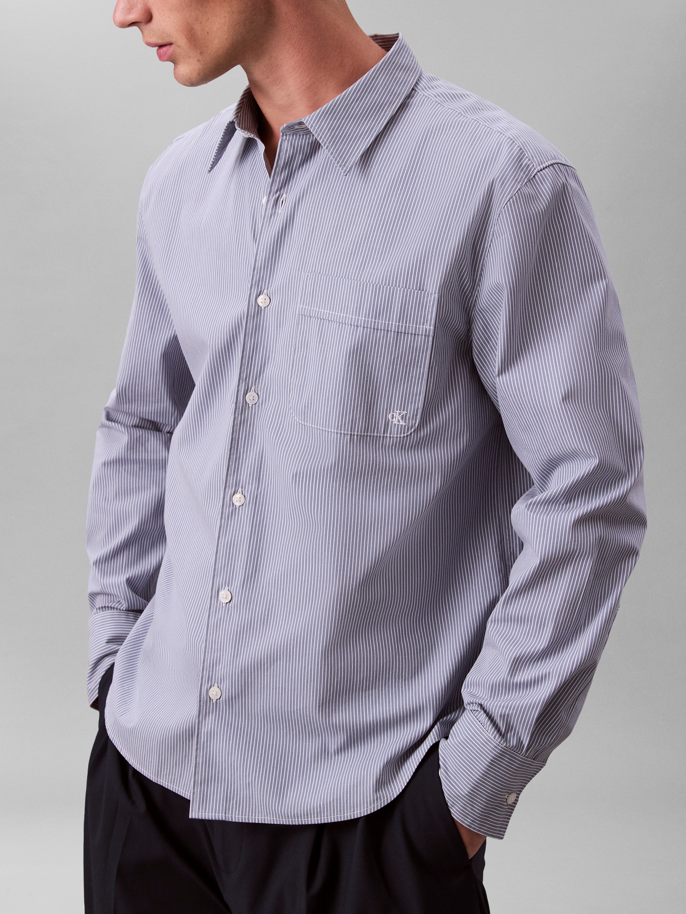 Calvin Klein Chemise à manches longues Regular fit, mit Rundhalsausschnitt