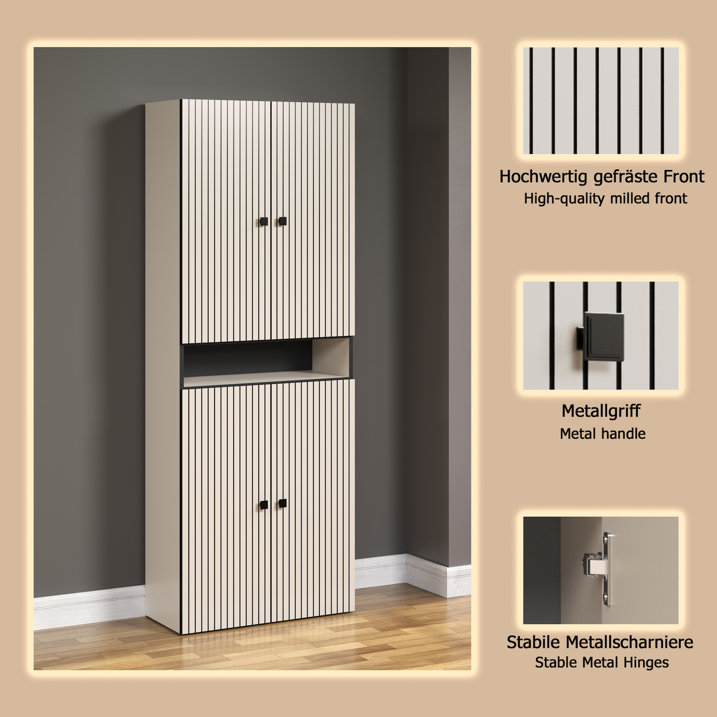 welltime Hochschrank »Amrum« Badezimmerschrank mit und ohne Schublade - (B/T/H) 40-70/31/186 cm