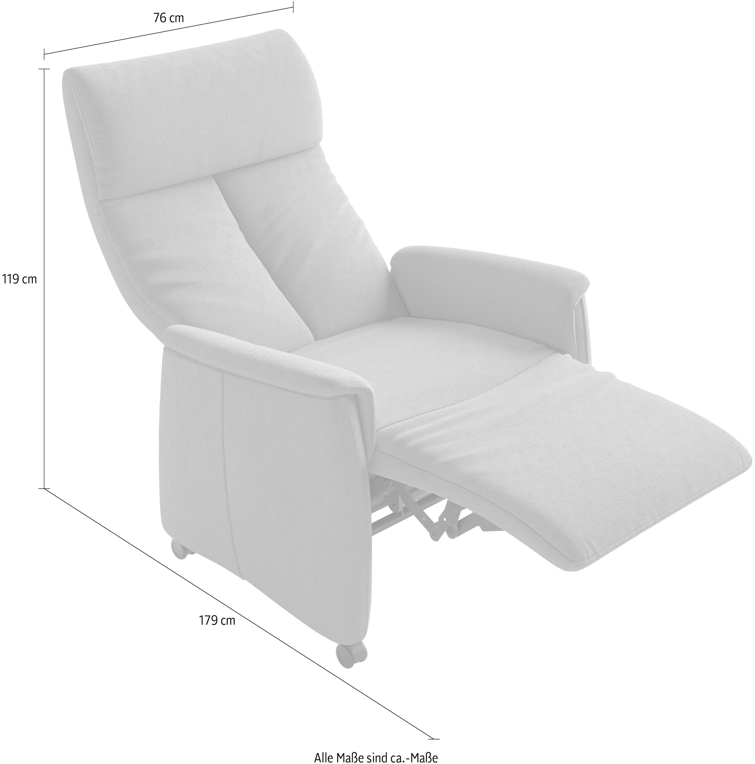 sit&more Fauteuil TV »Cremona Comfort« wahlweise manuell oder elektrischer Funktion mit Akku