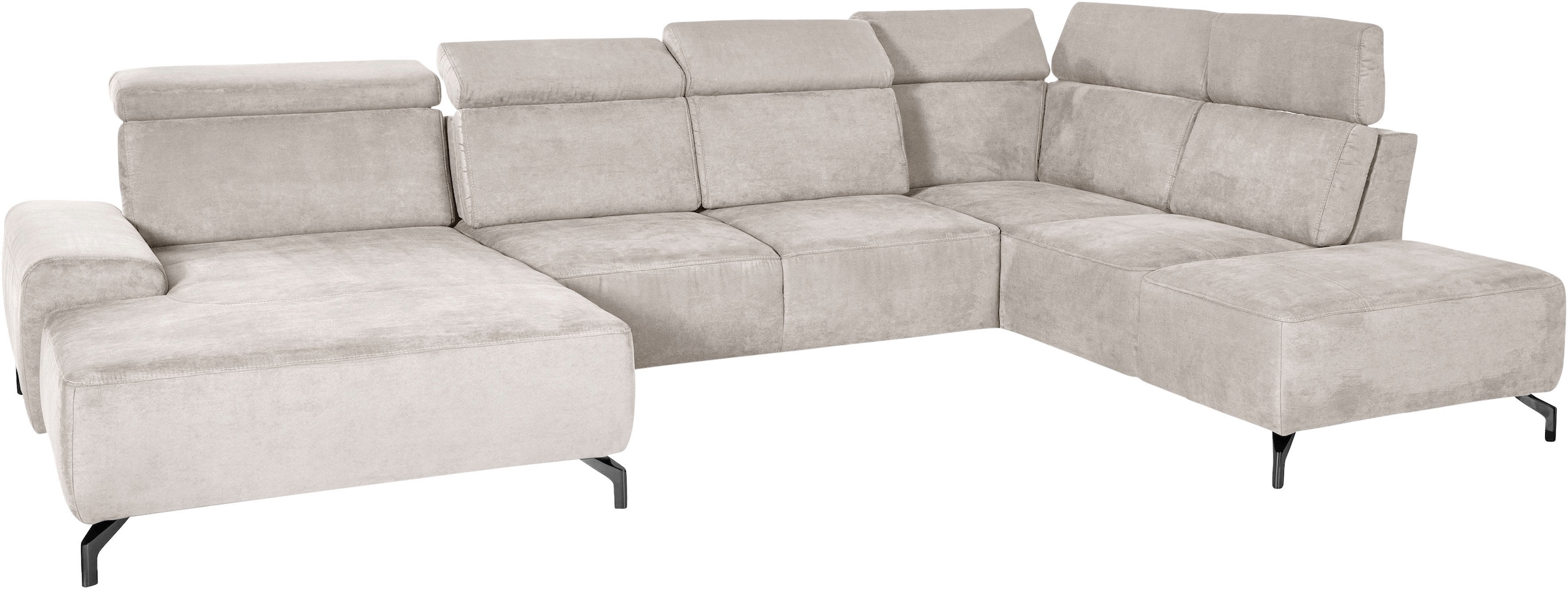 sit&more Wohnlandschaft »Gizeh U-Form« 12 cm Fusshöhe, inklusive Sitztiefenverstellung und Kopfteilverstellung