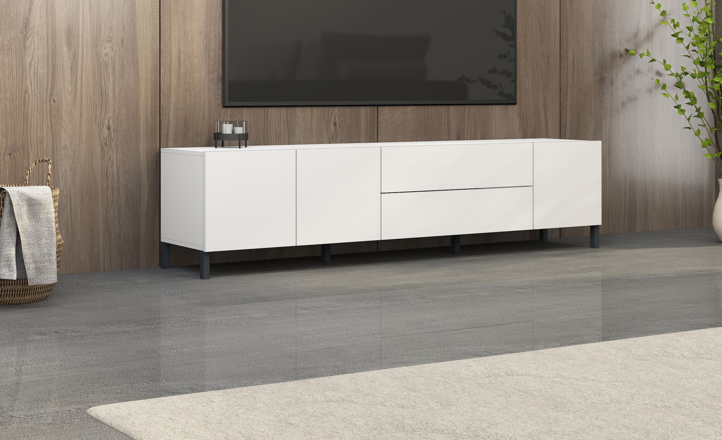 borchardt Möbel Lowboard Metallfüsse, grifflose Optik