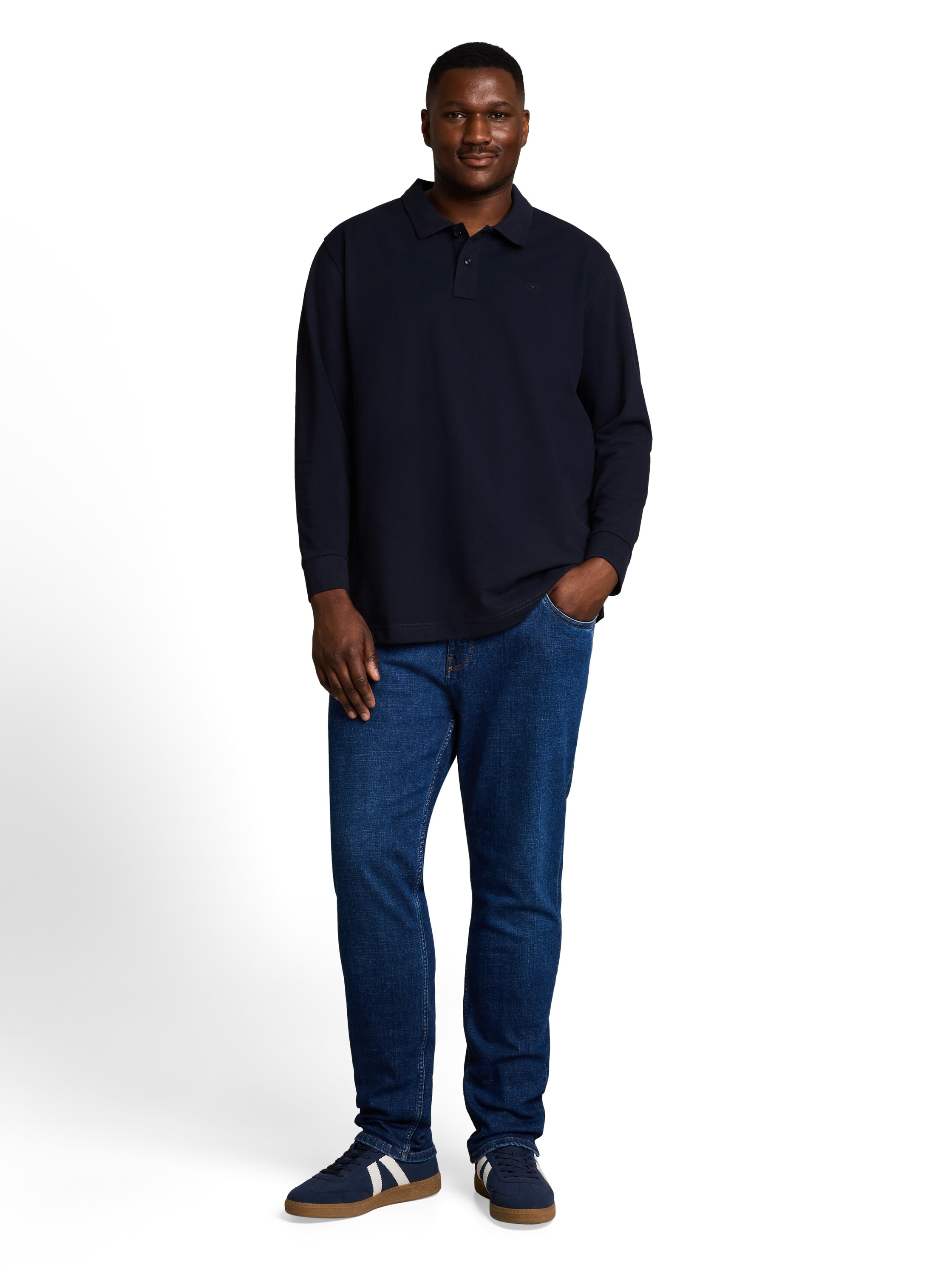 TOM TAILOR PLUS Langarm-Poloshirt Extra lang / Grosse Grössen