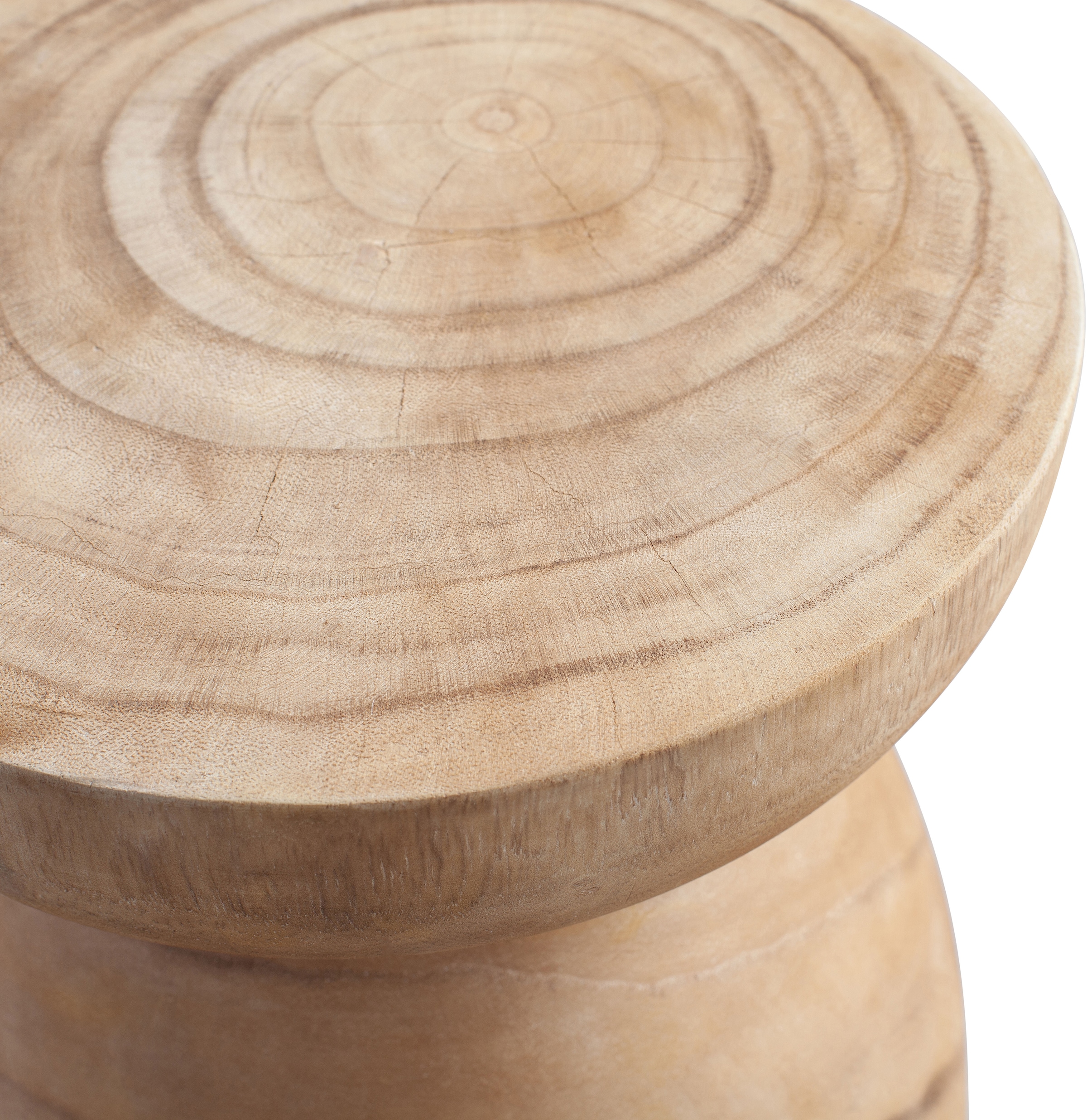 WOOOD Hocker »Bink aus Paulowniaholz mit natürlicher Oberfläche Ø 28 x H 40 cm« Pfleiglicht, Vollstandig montiert geliefert, Tragkraft 20 kg