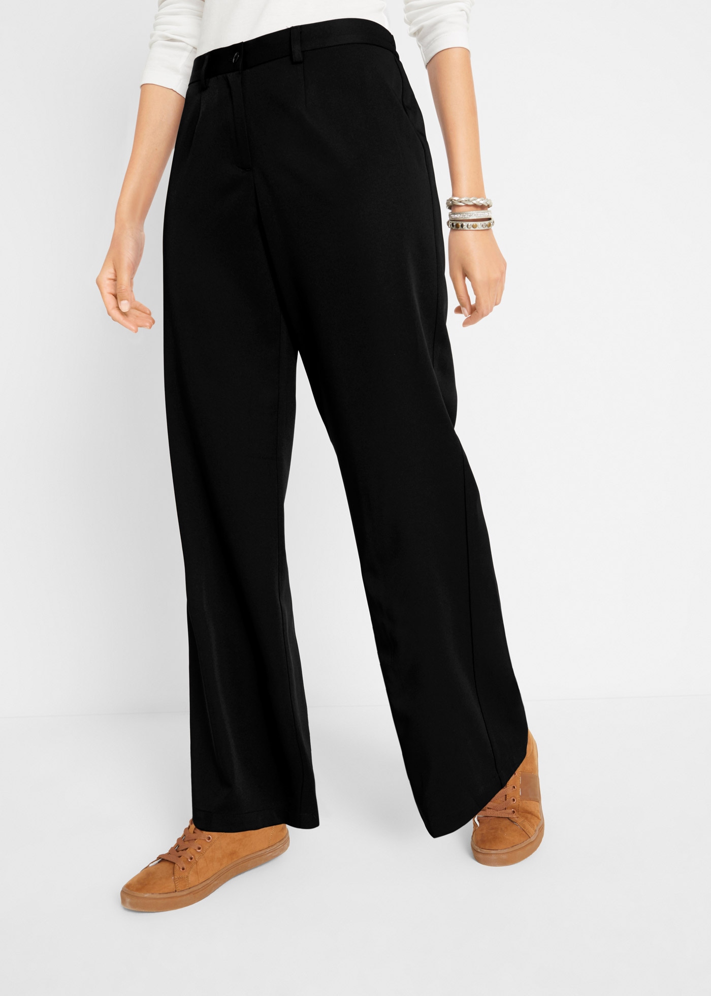 bonprix Pantalon marlène  mit weitem Bein, Bügelfalte und bequemem Bund