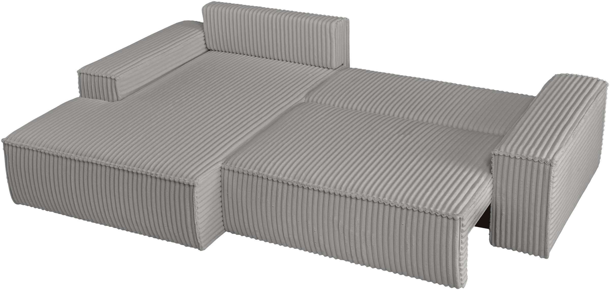 GOODproduct Ecksofa »FINNLEY, L-Form 257 cm, Schlafsofa« mit Bettkasten, in Bouclé, Struktur fein und Mega Cord