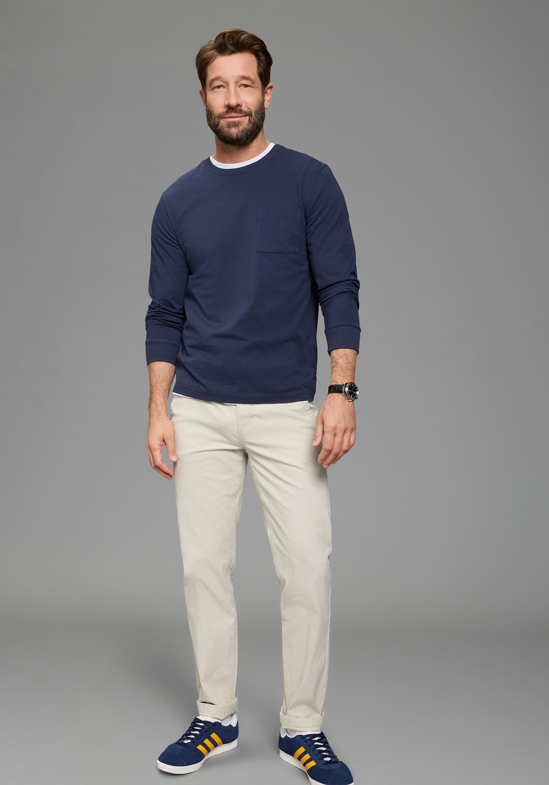 Man's World T-shirt à manches longues »Neue Kollektion!« casual Stil, Langarmshirt, schmale Passform, unifarben