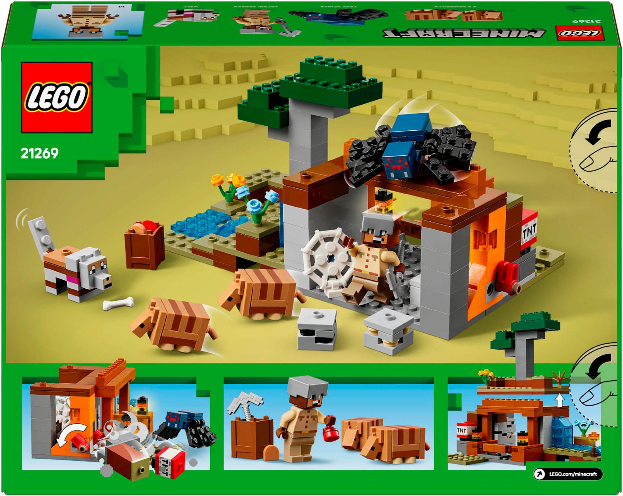 LEGO® Konstruktionsspielsteine »Die Expedition zur Gürteltiermine (21269), LEGO Minecraft« Made in Europe