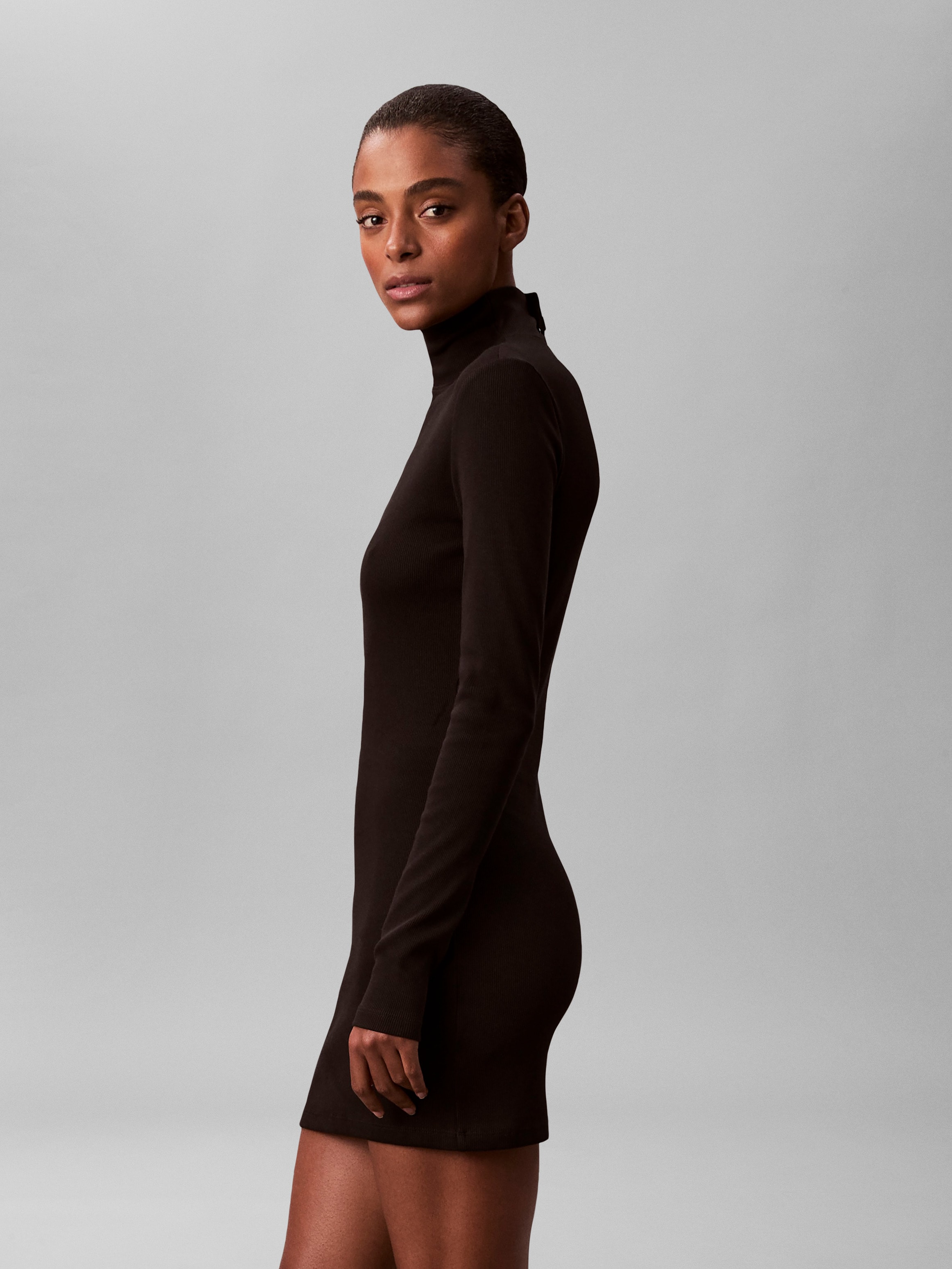 Calvin Klein Jeans Mini-robe Sans poche Figurbetonte Passform mit Stehkragen