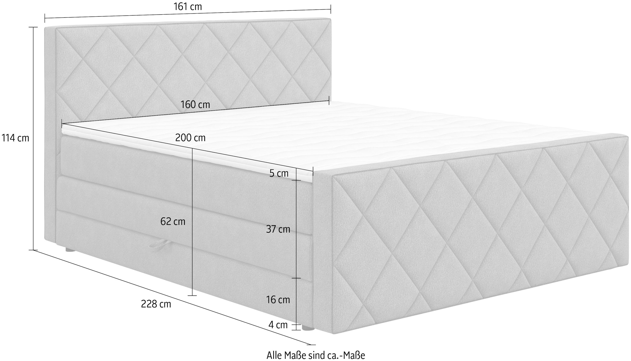 COTTA Lit boxspring »Tower inkl. Bettkasten, mit Keder in abgesetzter Farbe« in verschiedenen Breiten, Härtegraden und Farben erhältlich