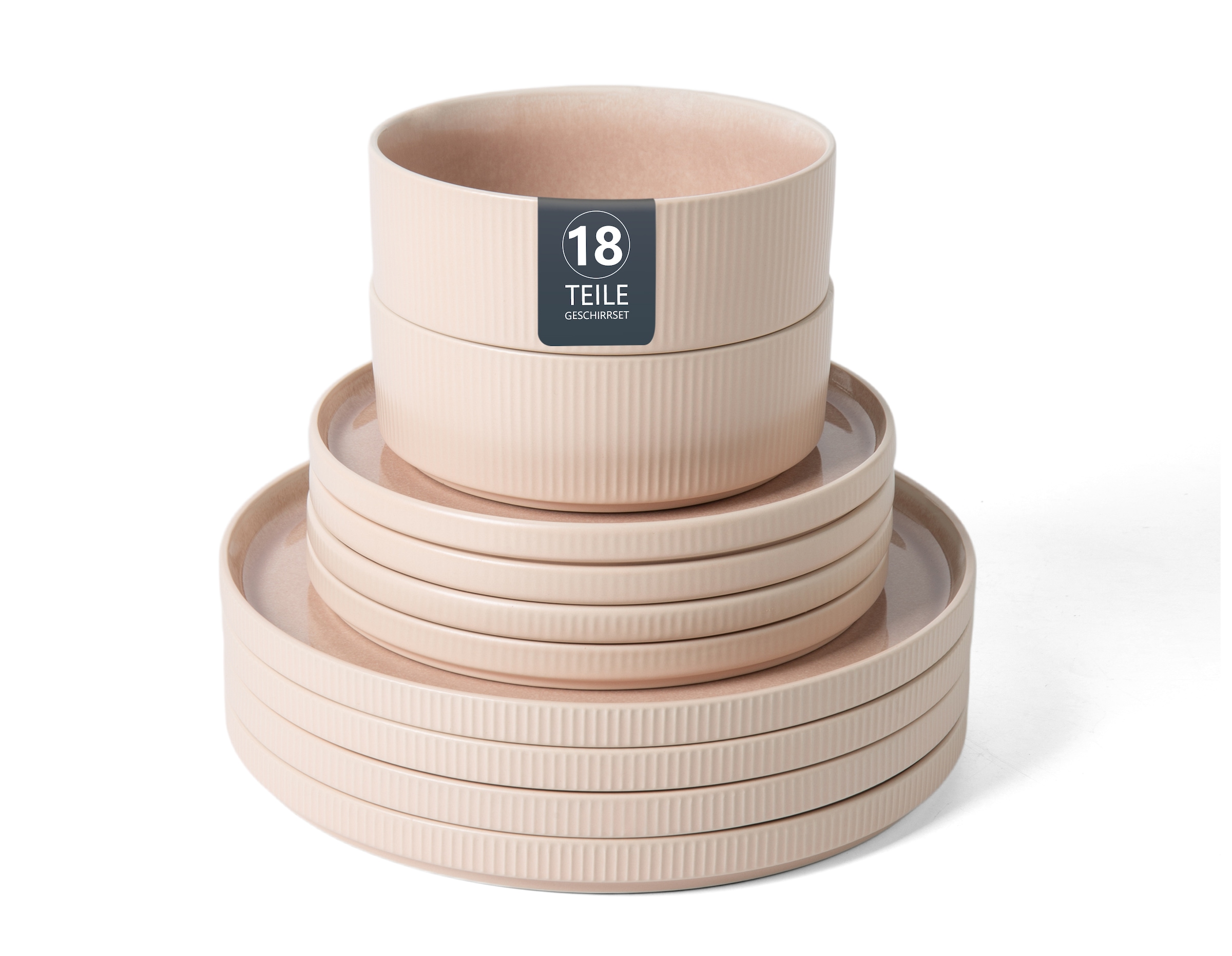 GOODproduct Geschirr-Set »Ylvii, aussen matt, innen reaktiv glasiert« Riffeloptik, spülmaschinenfest und mikrowellengeeignet