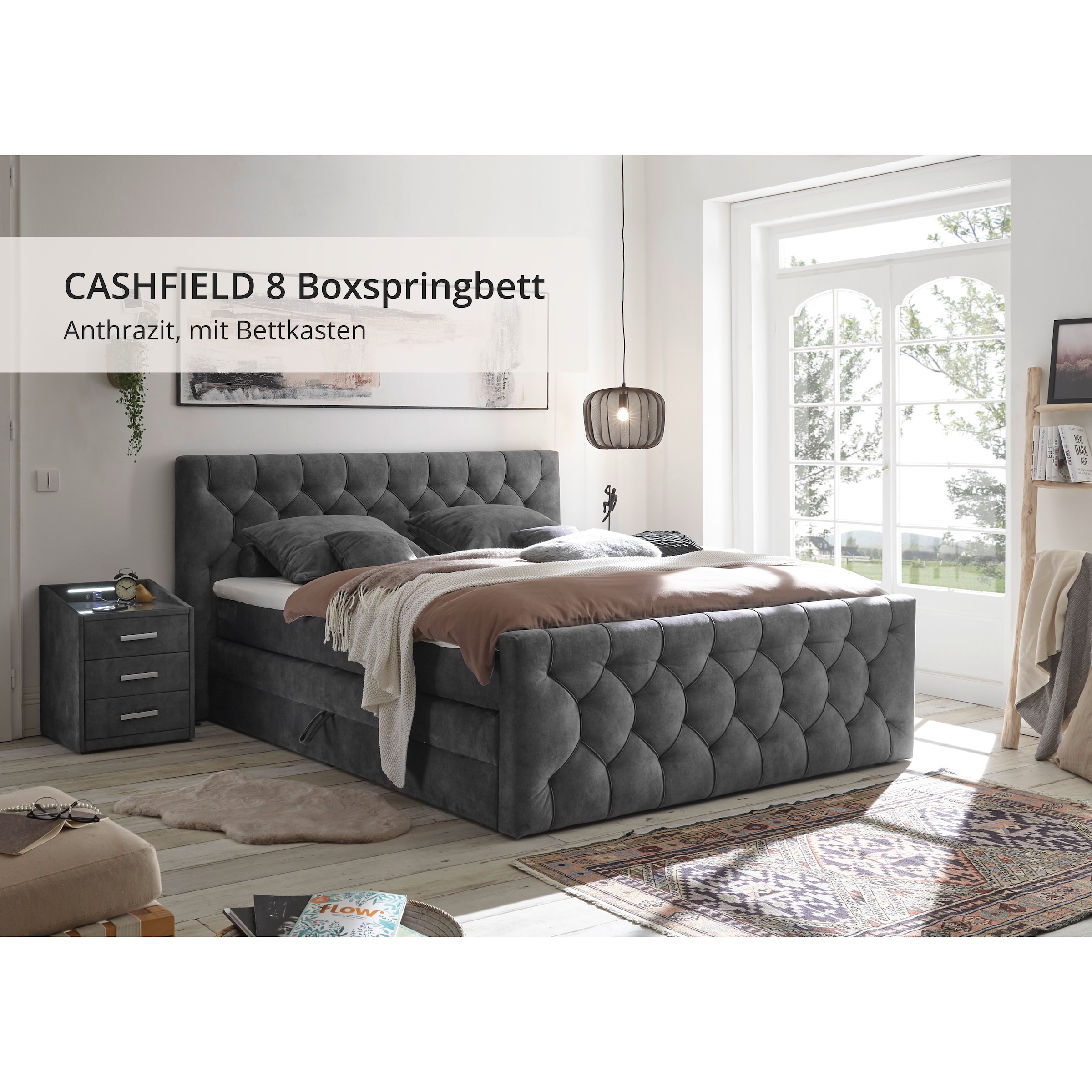 ED EXCITING DESIGN Lit boxspring »"Cashfield", OTTOs Choice! Topseller inkl. zwei Bettkästen & Topper« erhältlich in den Grössen 160x200cm und 180x200cm