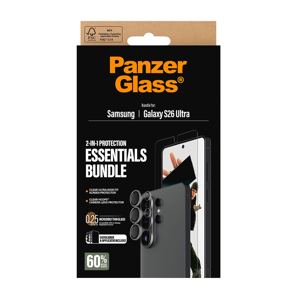 CARE by PanzerGlass Displayschutzglas »2-in-1 Protection Essentials Bundle« für Samsung Galaxy S26 Ultra Displayschutzfolie, Schutzfolie, Kameraschutz, kratz- & stossfest