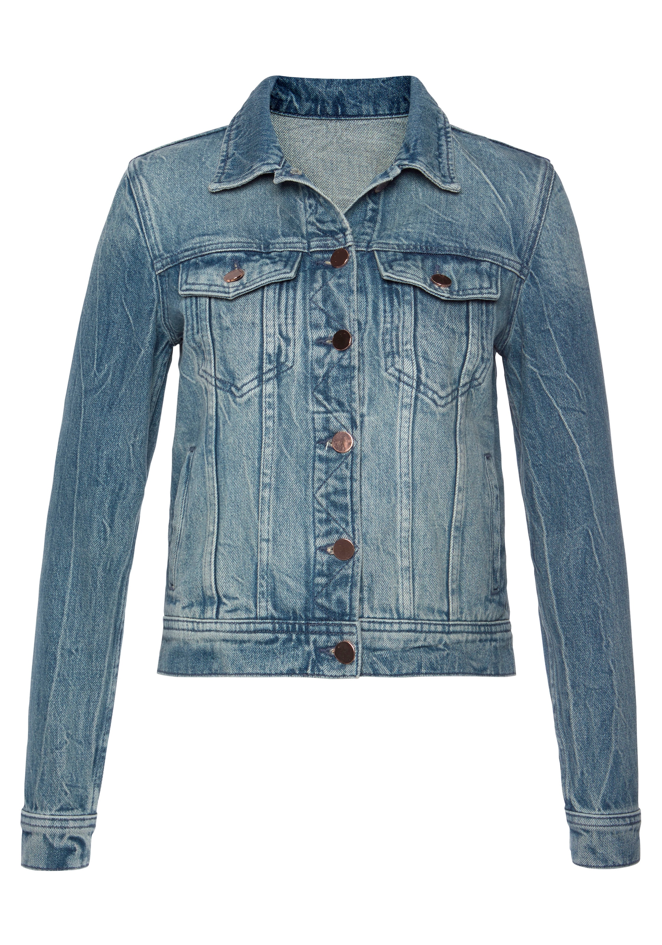 LASCANA Veste en jean mit zwei Pattentaschen, Denimjacke aus Baumwolle, Sommerjacke