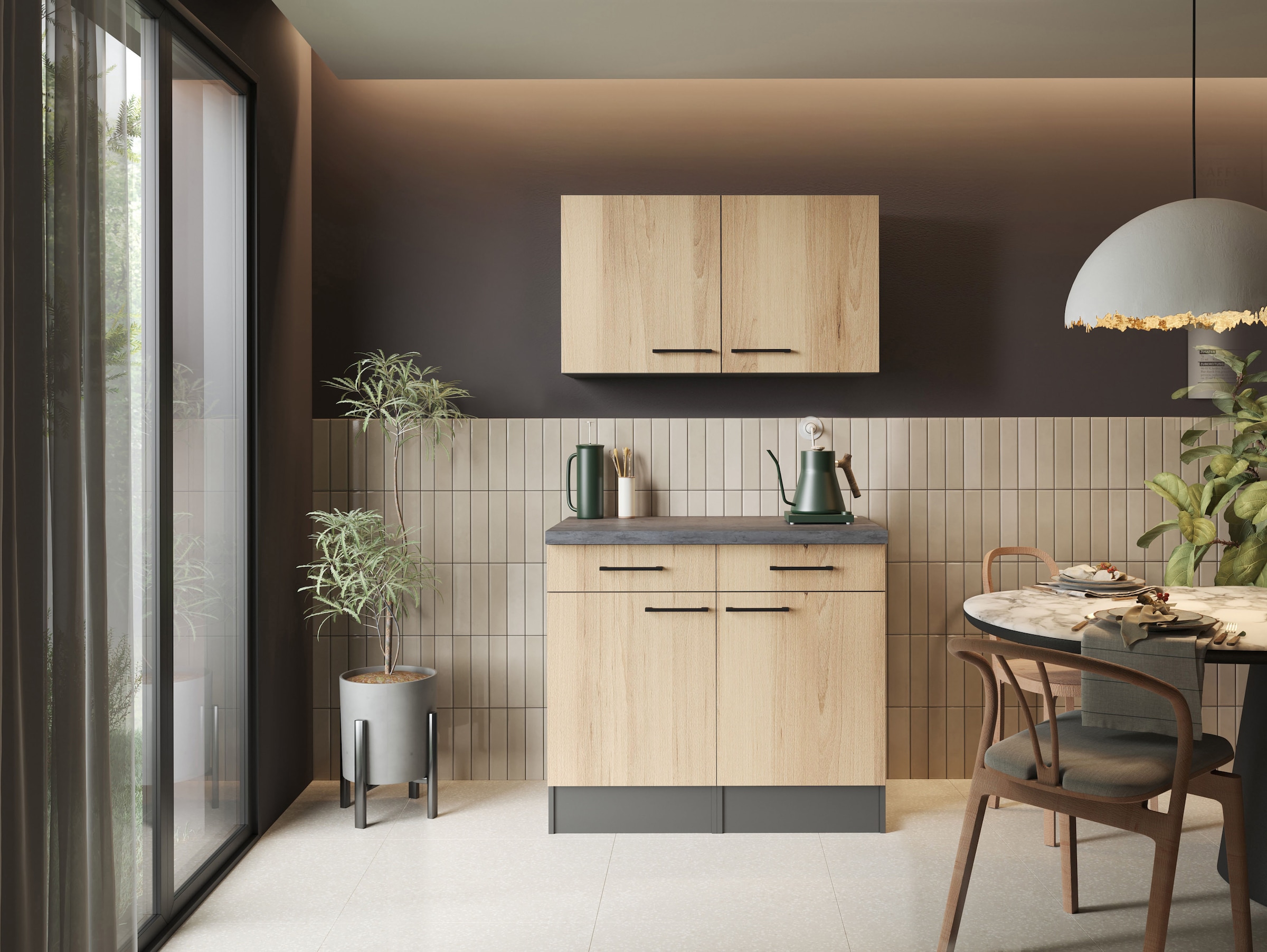 RESPEKTA Buffet »Oliver« démonté, avec fonction de fermeture douce, y compris armoires hautes, largeur 100 cm