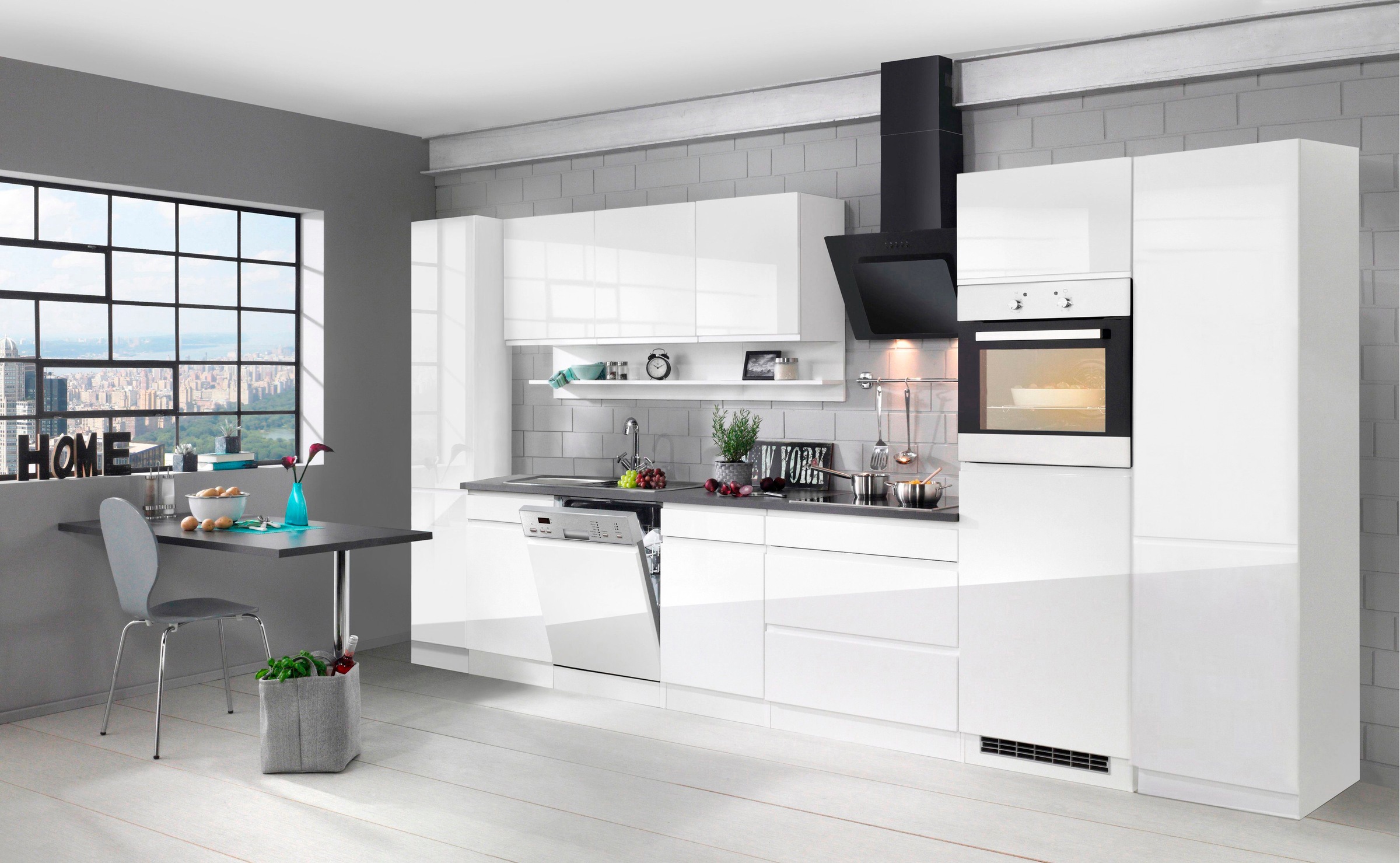 KOCHSTATION Kitchenette »KS-Virginia,neu in verbesserter Ausführung« largeur 390 cm, soft-close, sans appareils électriques