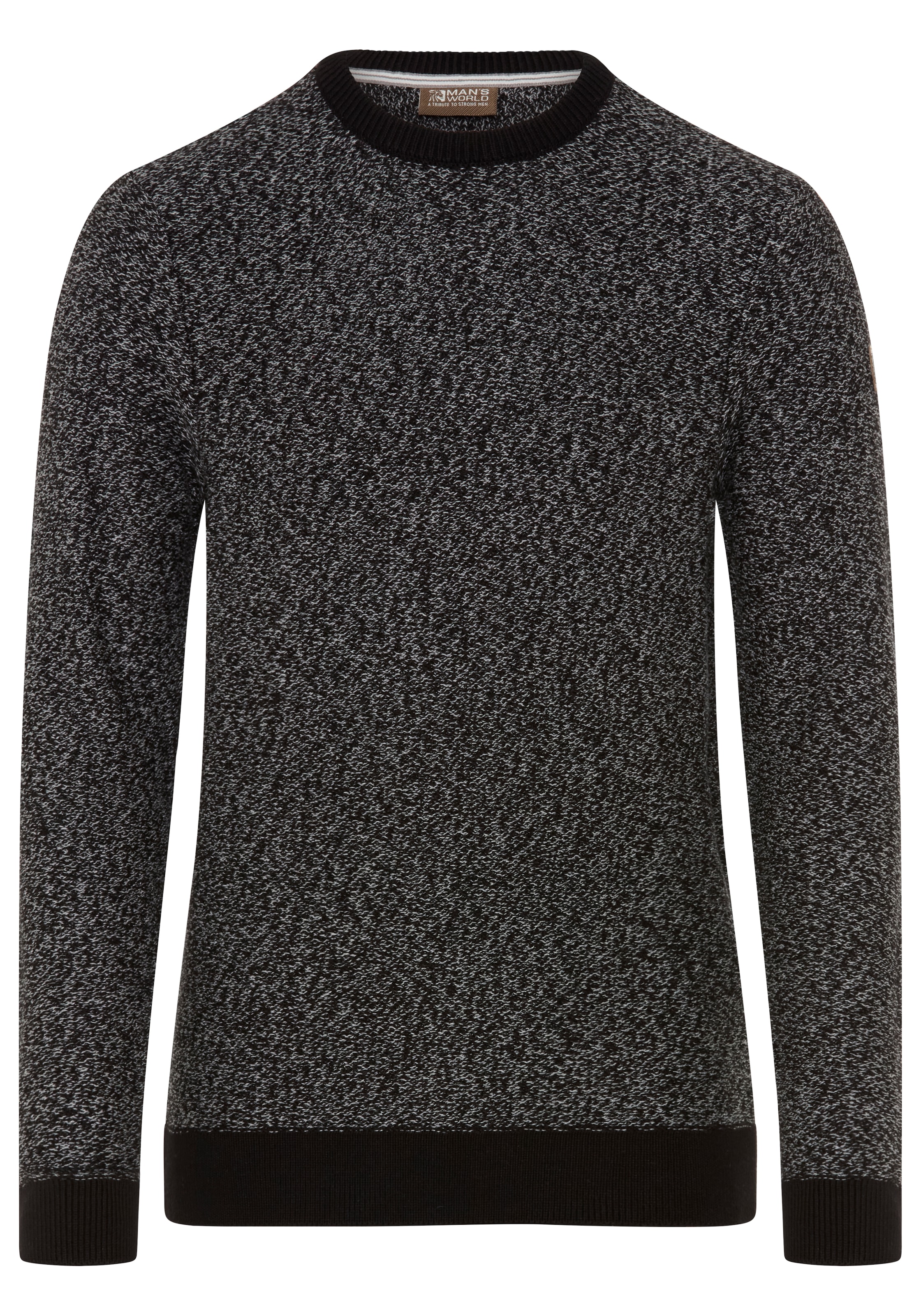 Man's World Rundhalspullover »Neue Kollektion! Highlight Strukturqualität« mit Rippbündchen am Ausschnitt, Strickmaterial, melierte Optik