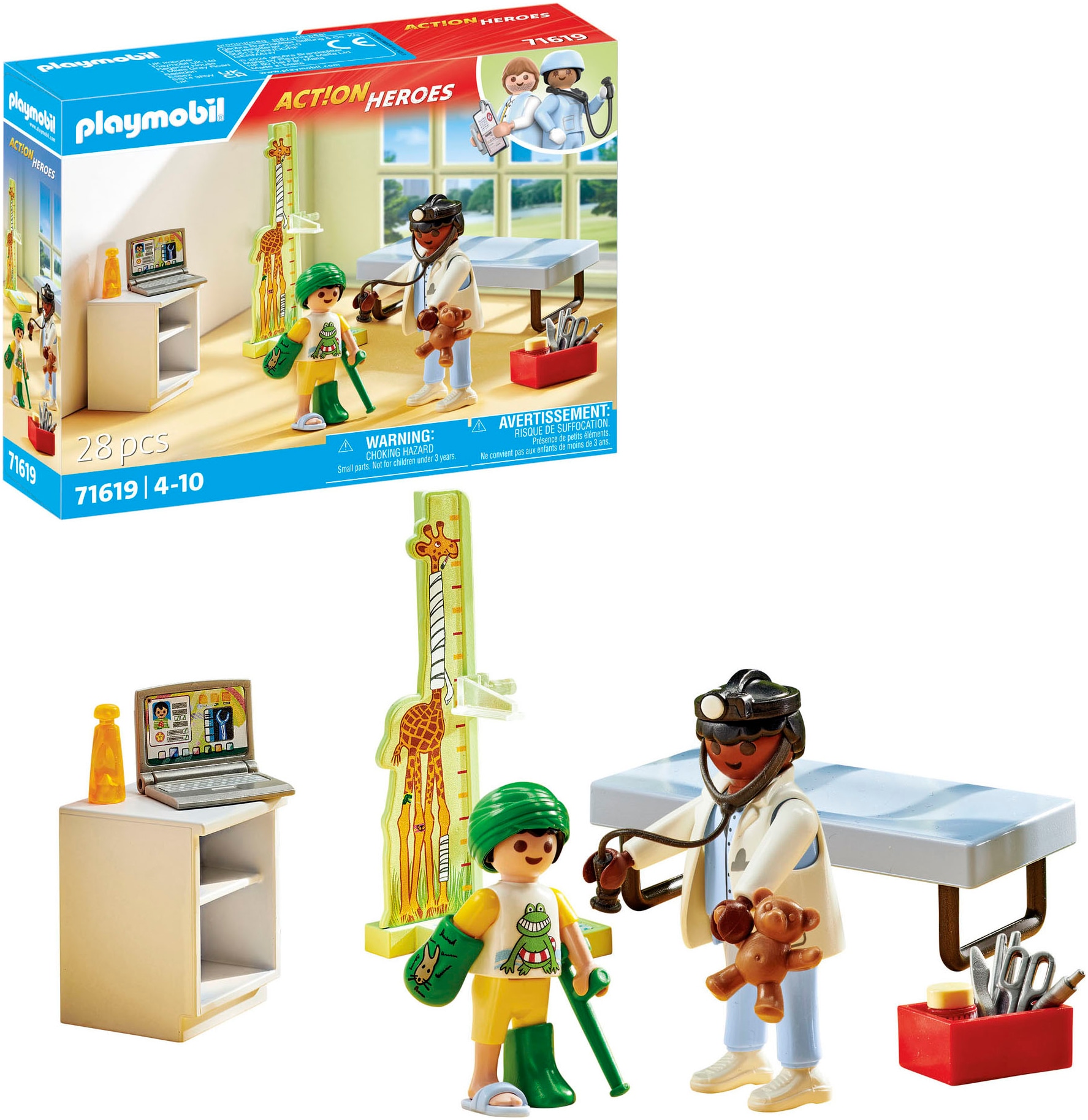 Playmobil® Konstruktions-Spielset »Kinderarzt mit Teddybär (71619), Action Heroes« Made in Europe