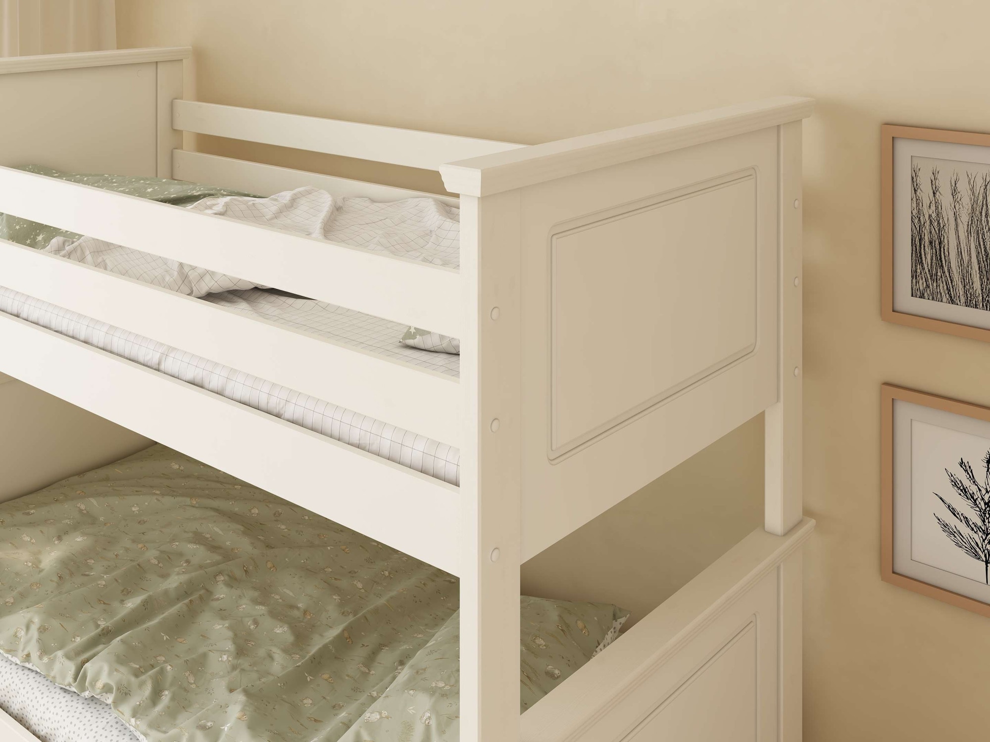 GOODproduct Lit superposé »Erik, teilbar in 2 Einzelbetten, Kassettenoptik, Landhausstil« mit Lattenroste, Massivholz, Made in EU